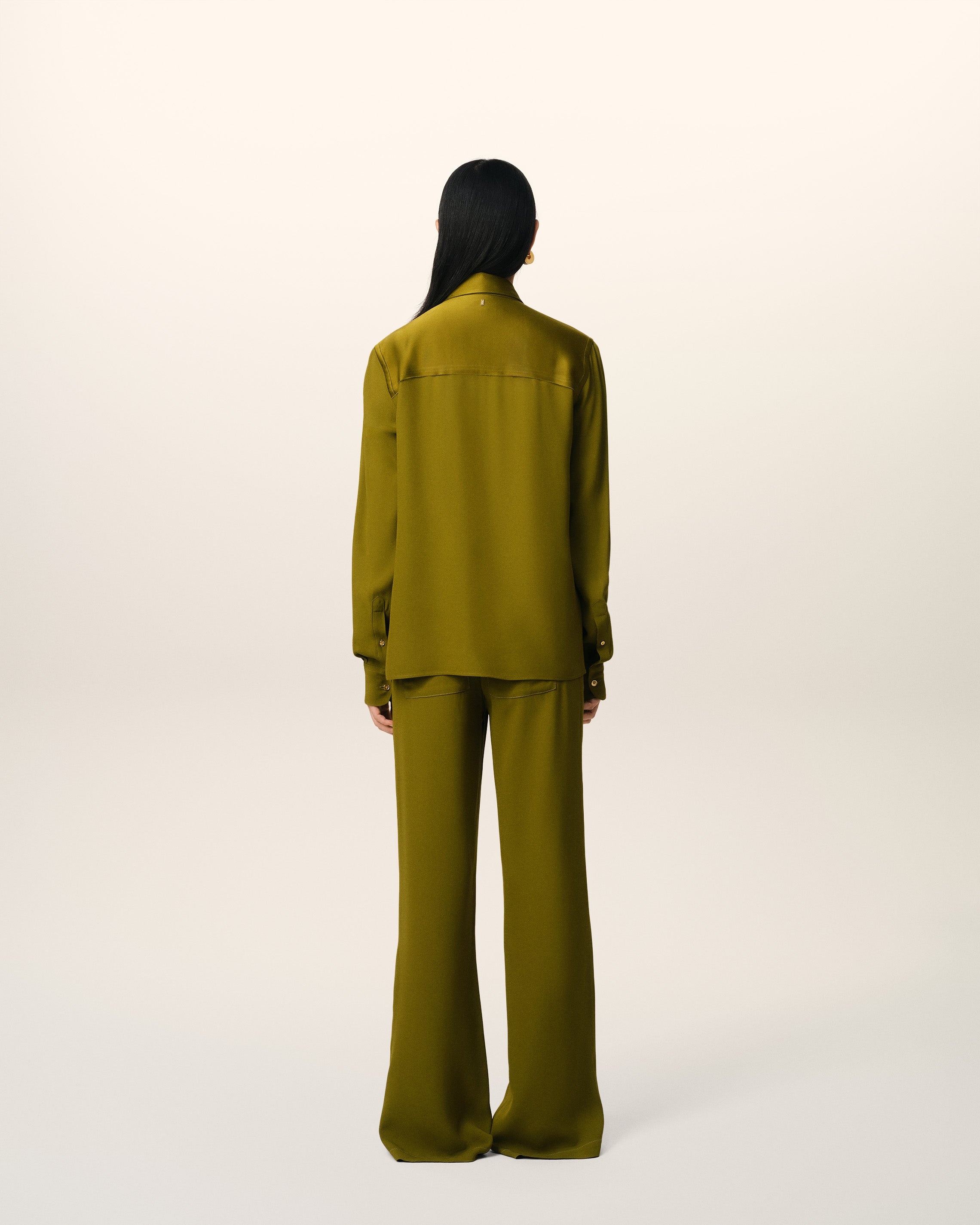 KHAKI CONTRASTED TOP LONG SLEEVE SHIRT - 5