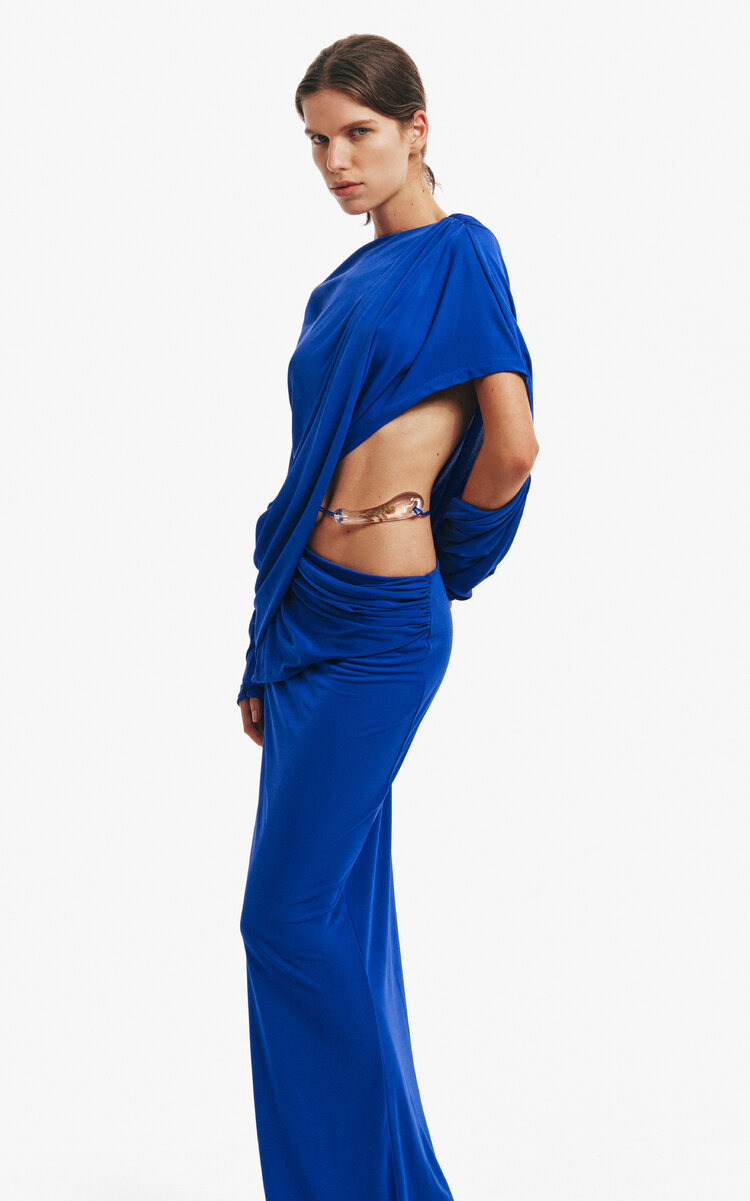 Draped Jersey Maxi Dress blue - 2