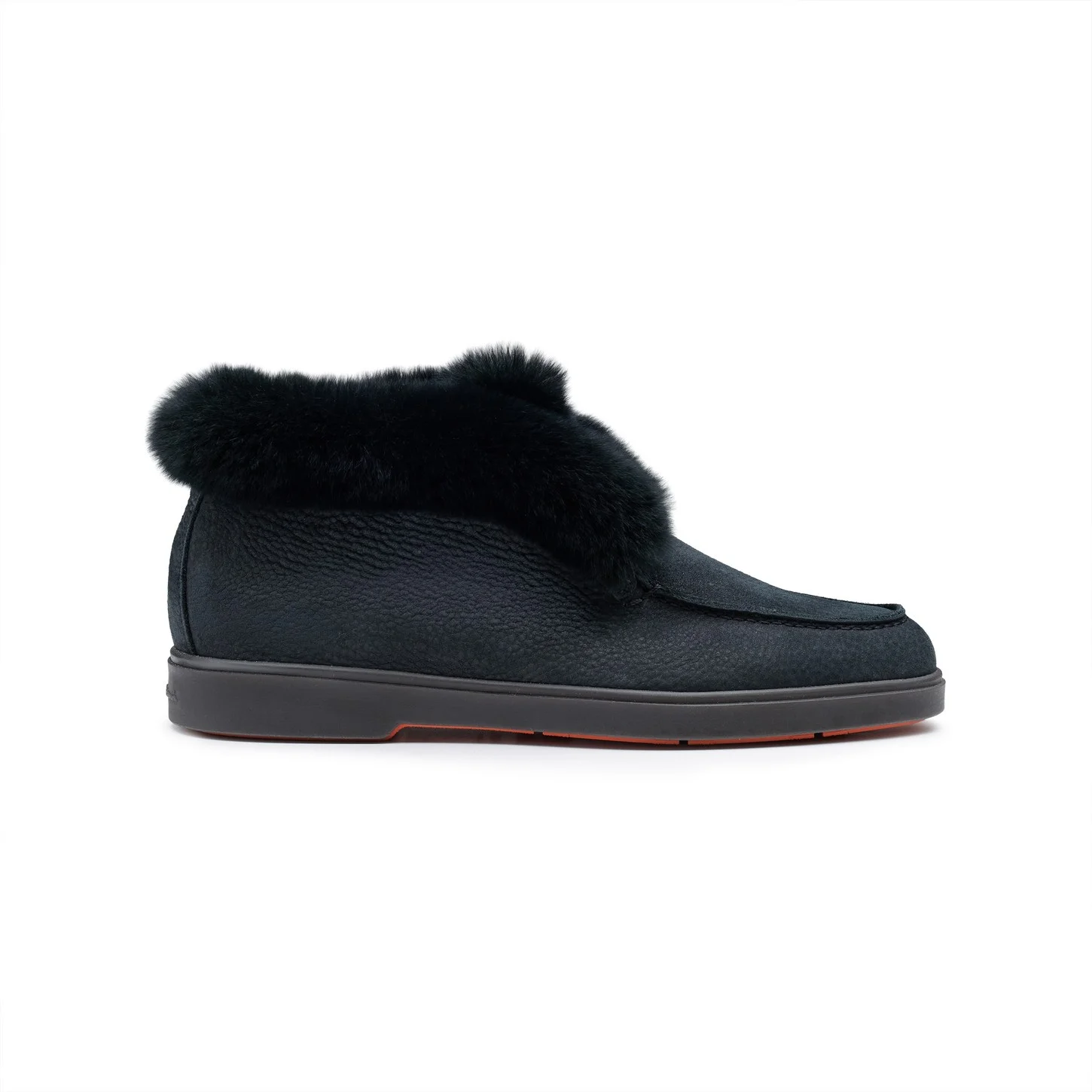 Women's black suede desert boot with fur - 1