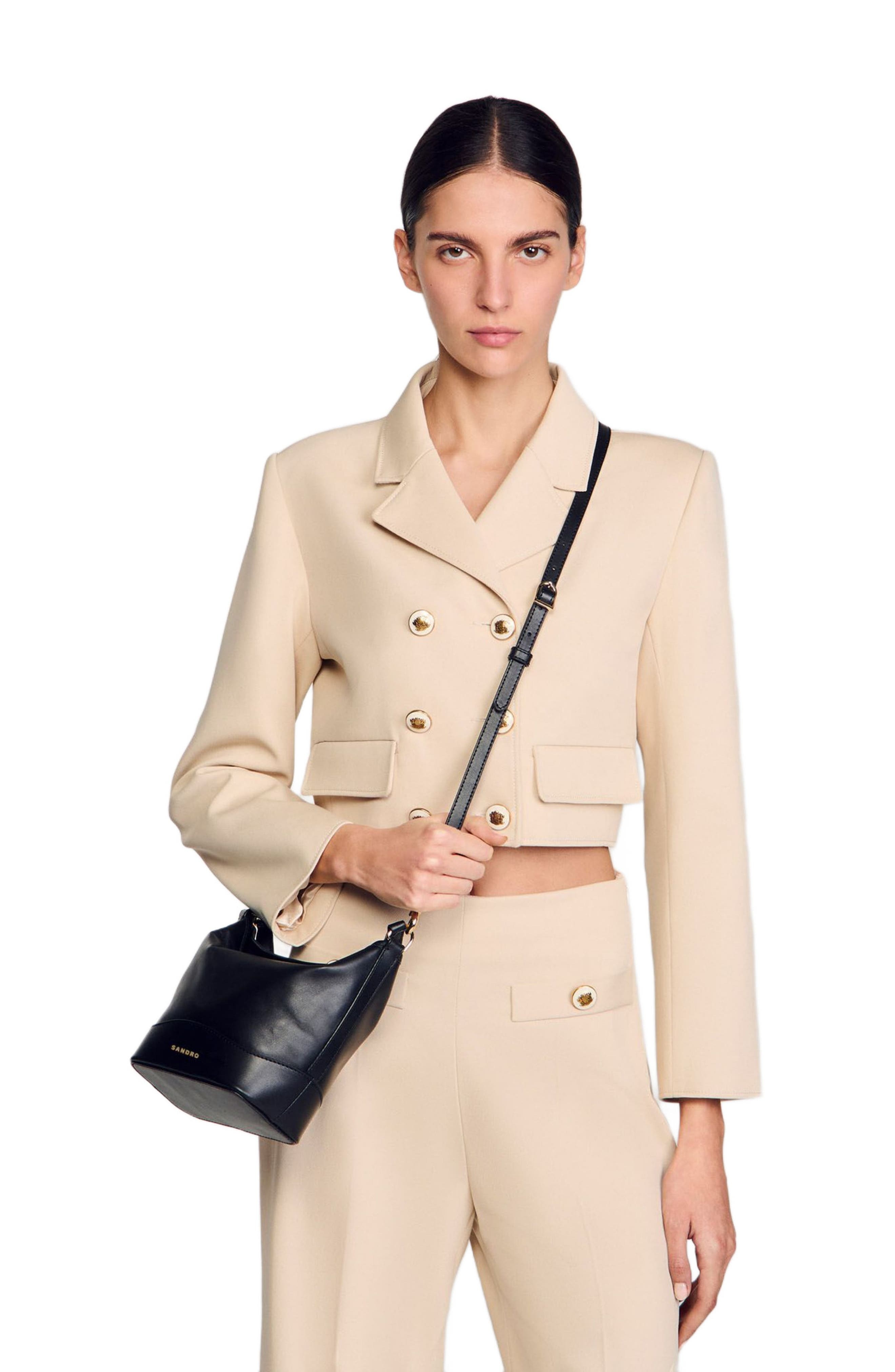 SANDRO Tangoso mini leather bag in Black at Nordstrom - 5