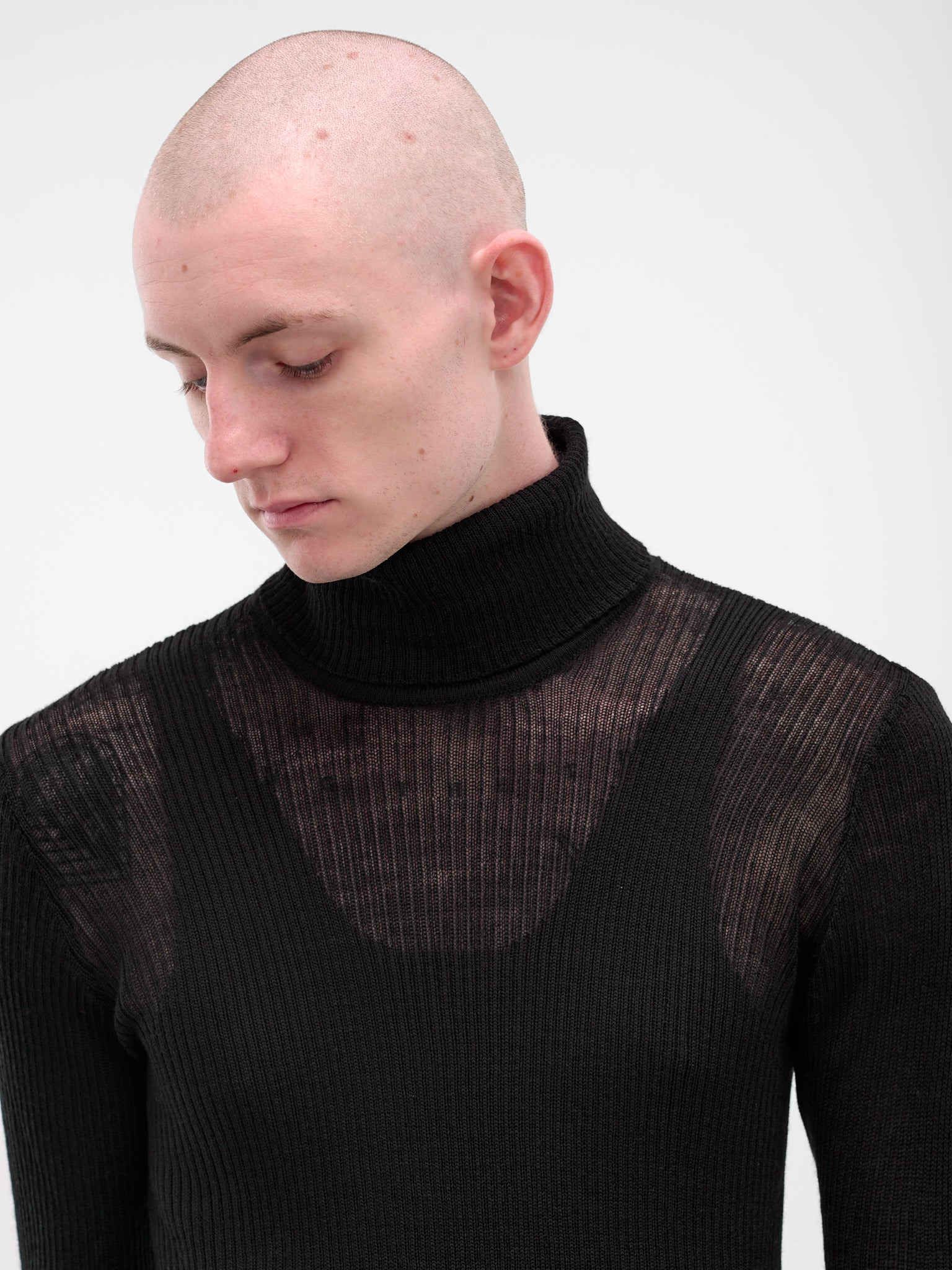 Black Rib-Knit Turleneck Sweater - 5