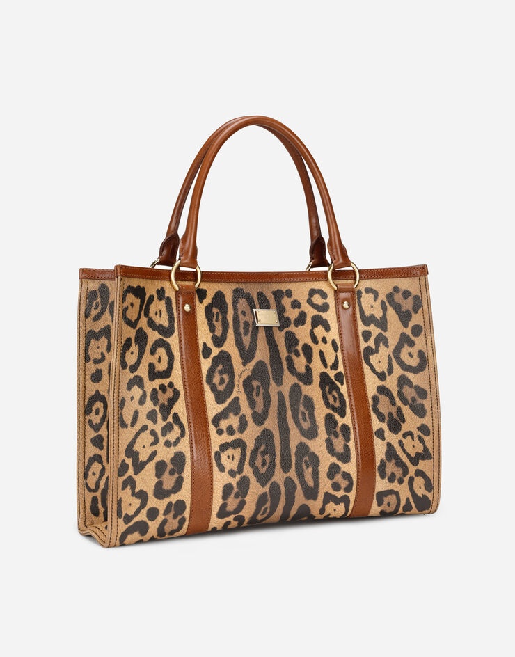 Leopard-print Crespo shopper with branded plate - 3