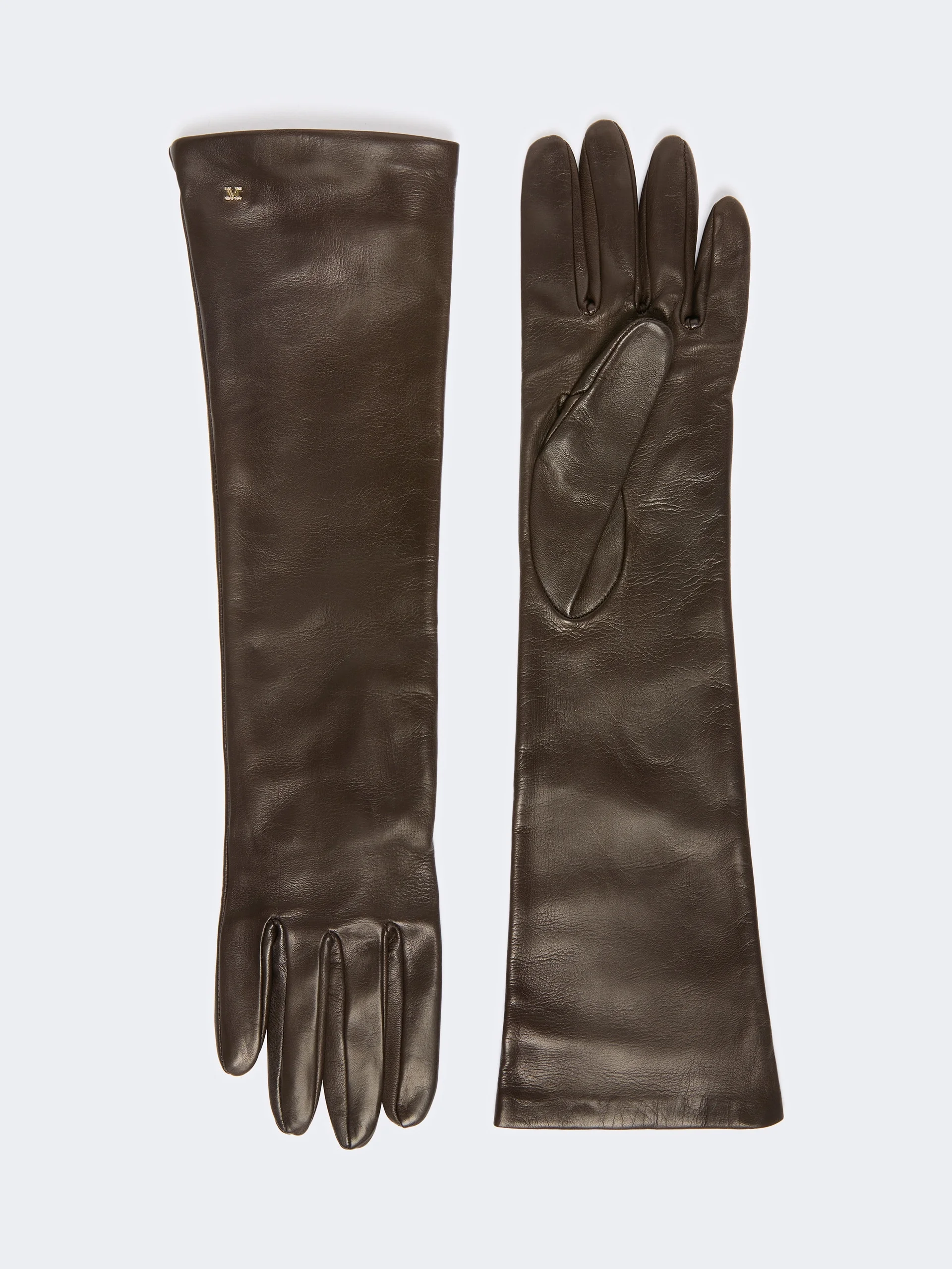 AFIDEE Long nappa-leather gloves - DARK BROWN - 1