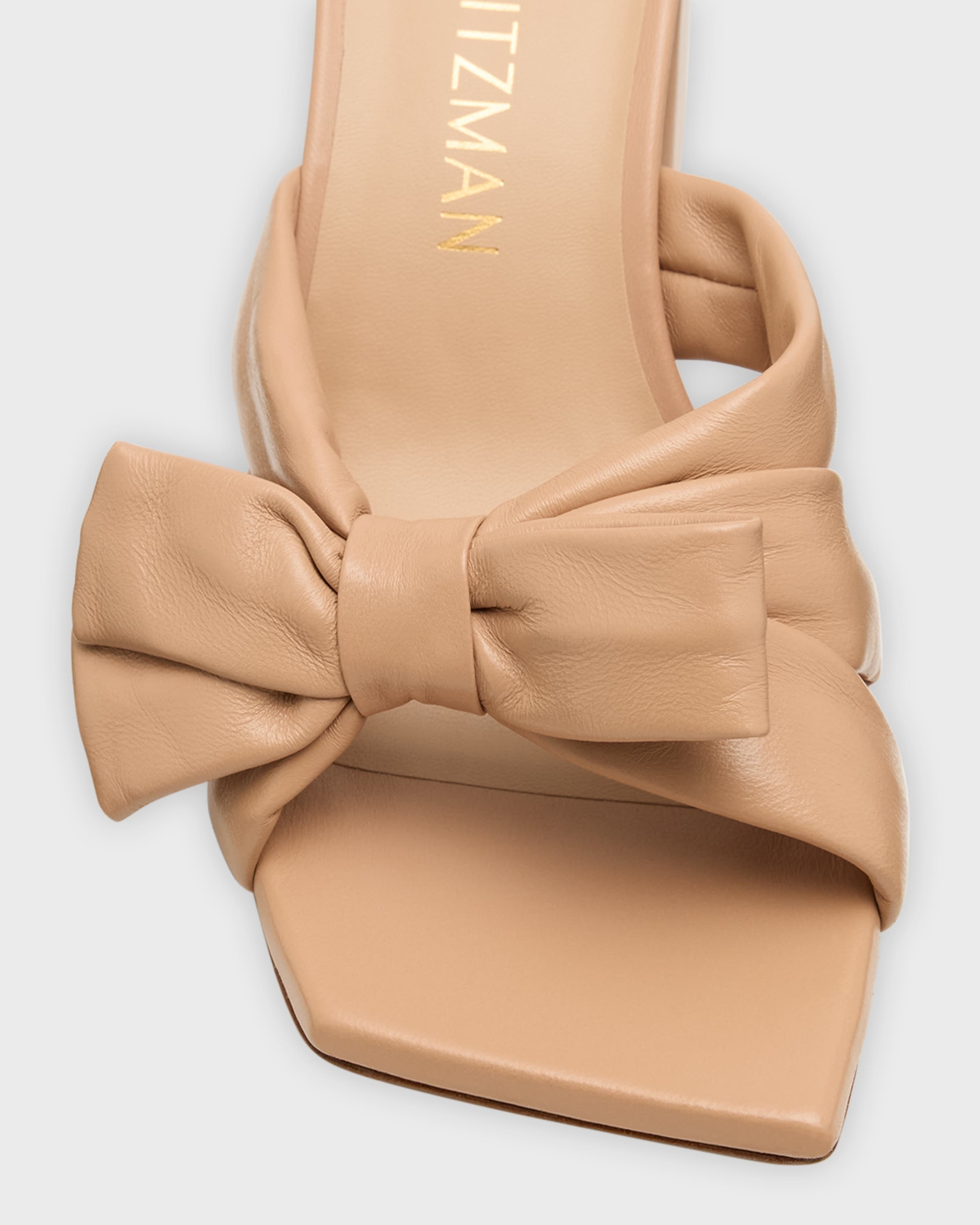 Sofia Leather Bow Mule Sandals - 4