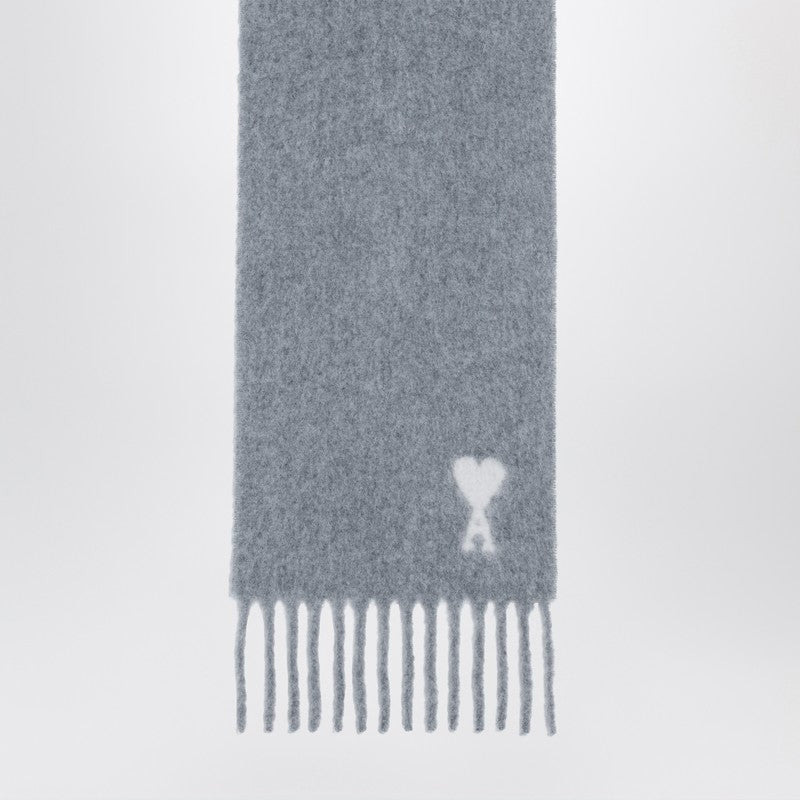 Ami Paris Grey Ami De Coeur Scarf Men - 2
