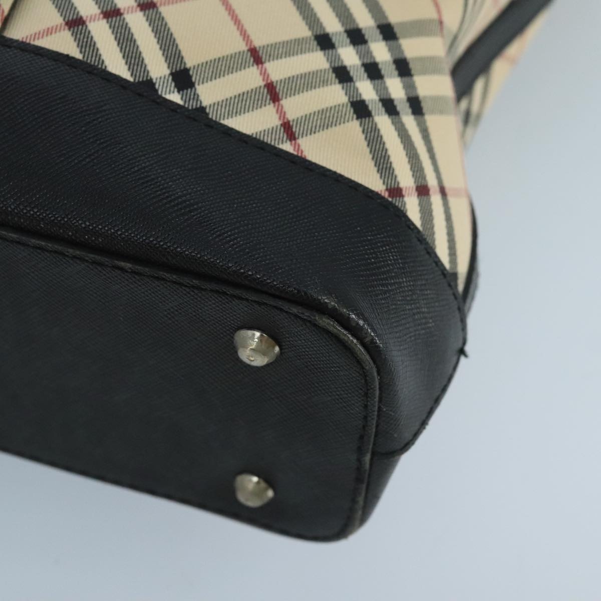 Burberry Nova Check Tote Bag Canvas Leather Beige Silver - 10