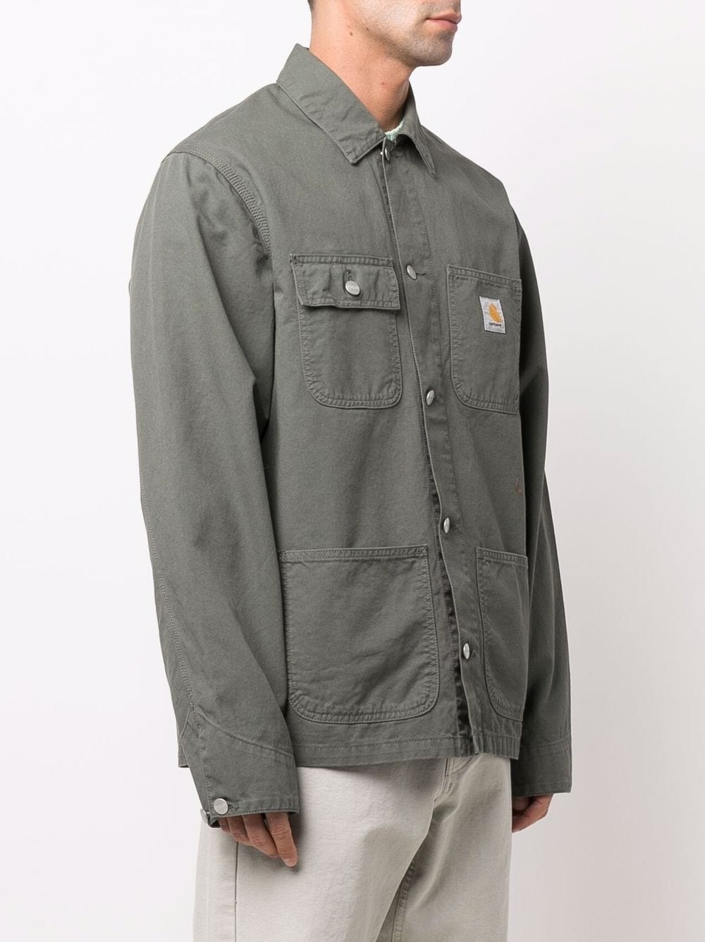 logo patch shirt jacket - 3