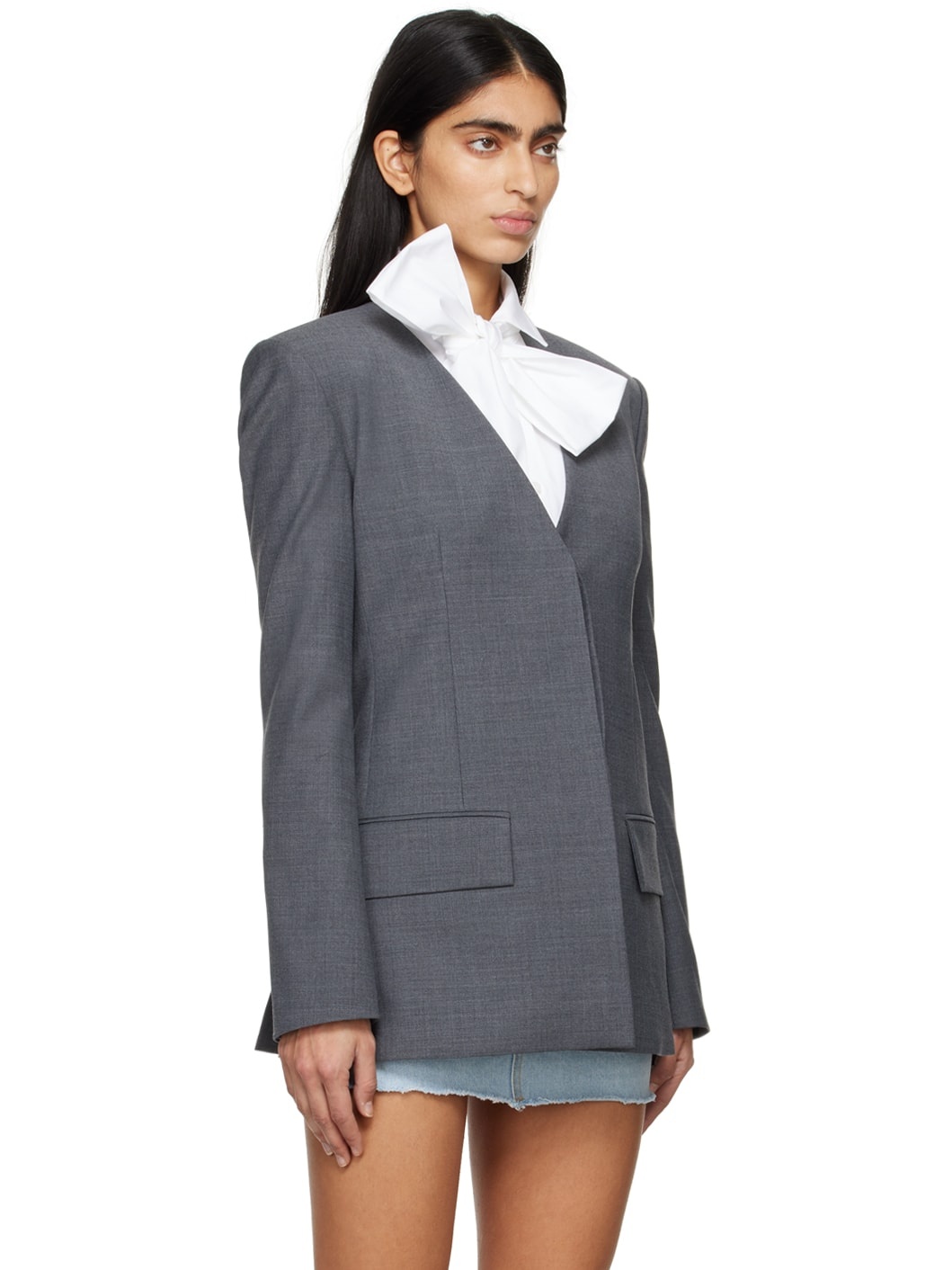 Gray Button Blazer - 2