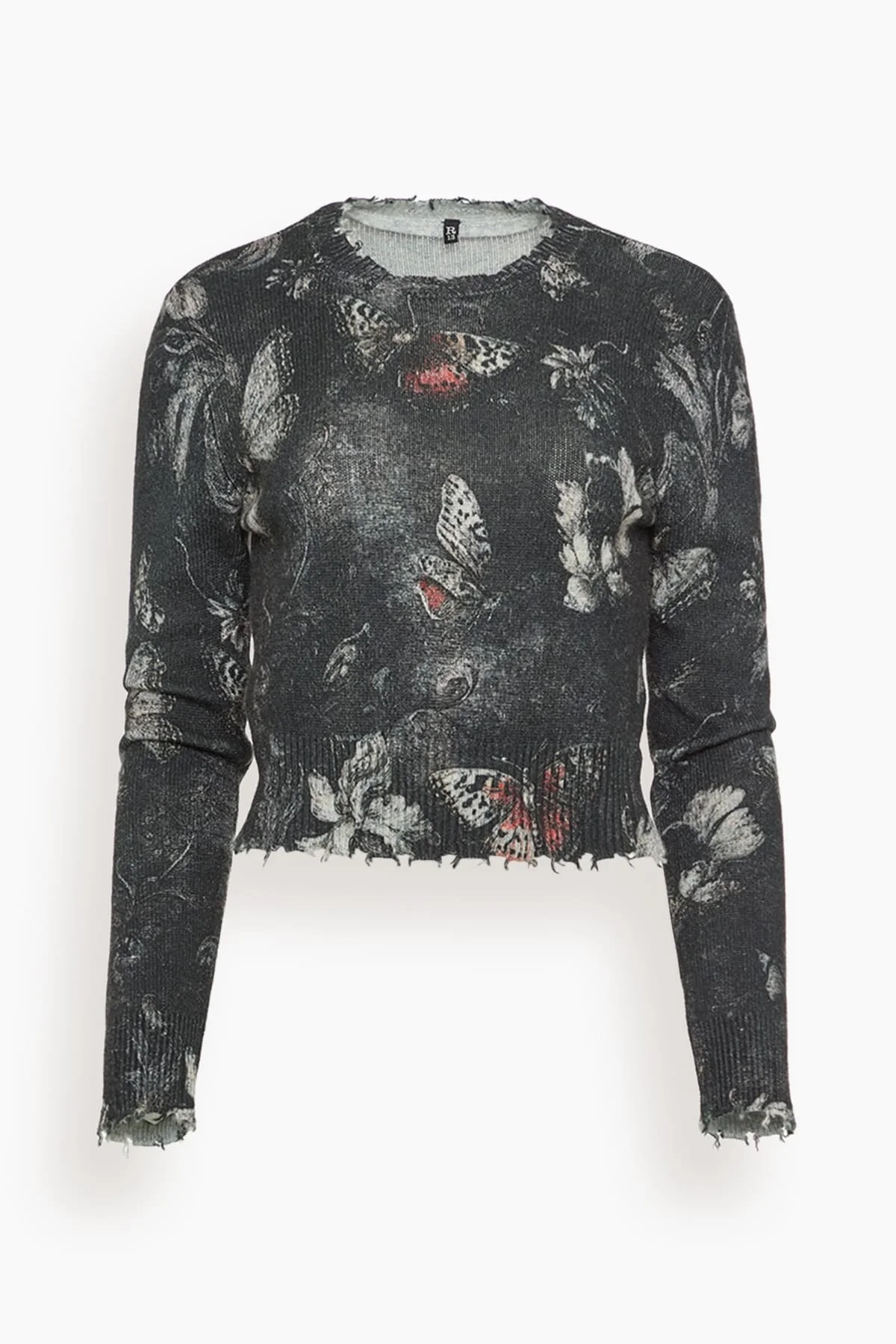 Printed Baby Crewneck in Red Grey Black Butterfly - 1