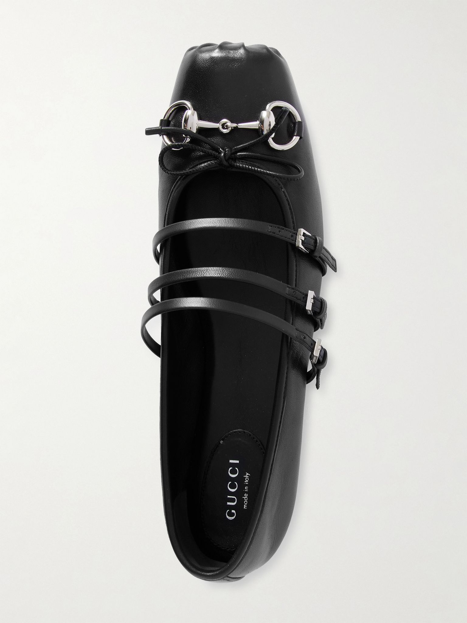 Horsebit-detailed leather ballet flats Black - 5