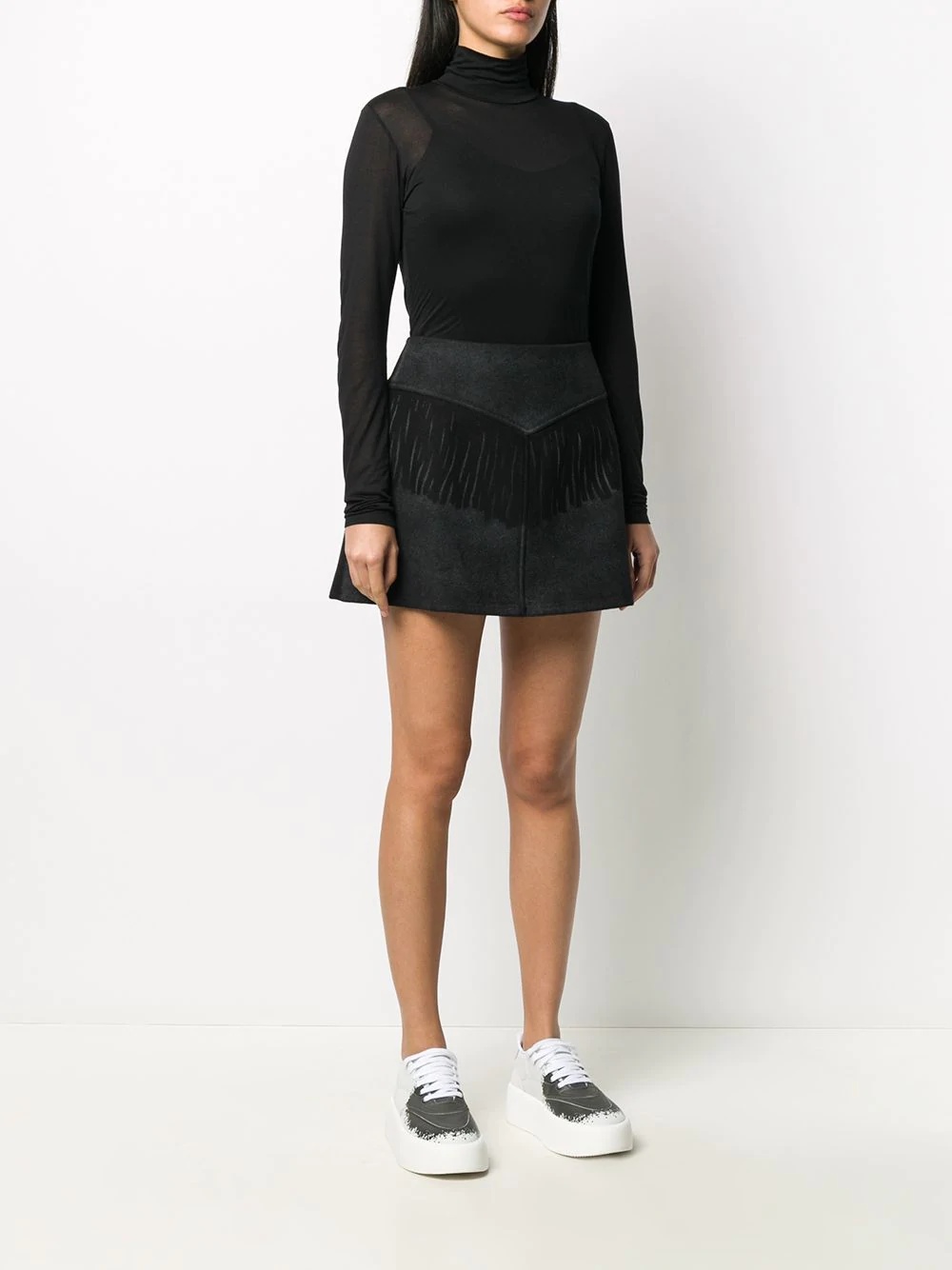 fringed high-waisted mini skirt - 3