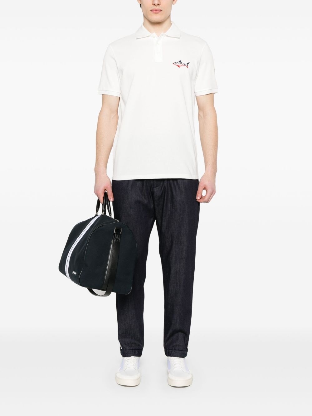 logo-patch polo shirt - 2