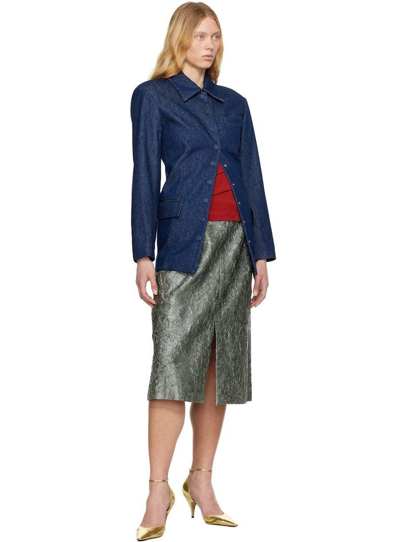 Dries Van Noten Navy Press-Stud Denim Jacket outlook