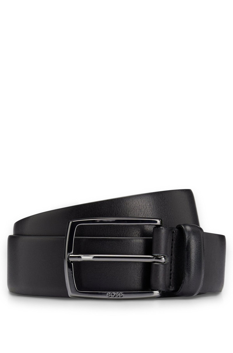 ITALIAN-LEATHER BELT WITH POLISHED GUNMETAL BUCKLE 1