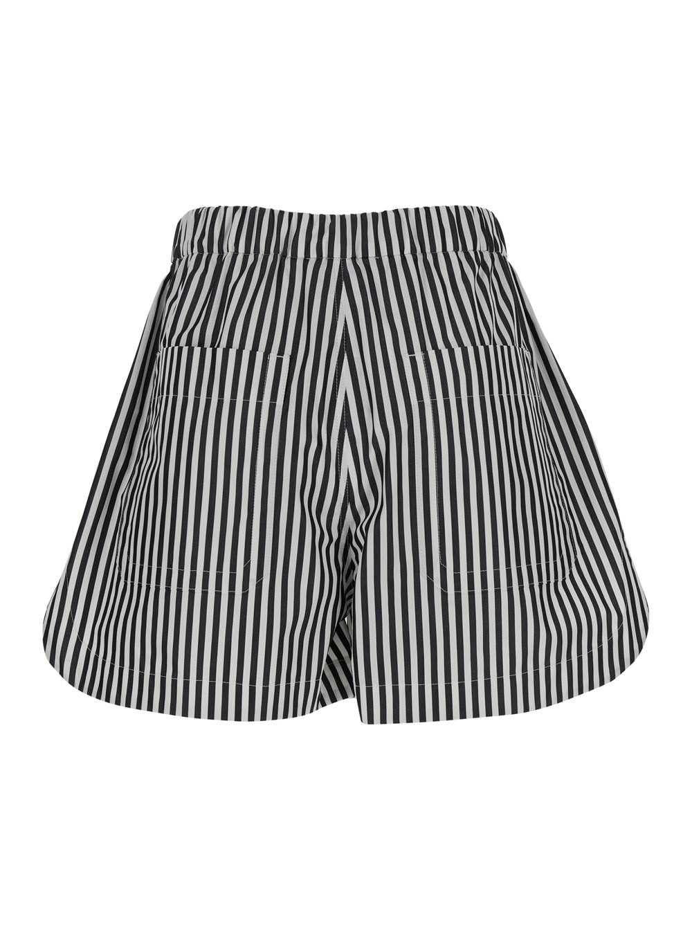Sportmax Women Black And White Shorts With All-Over Vertical Striped Motif In Fabric Woman - 2