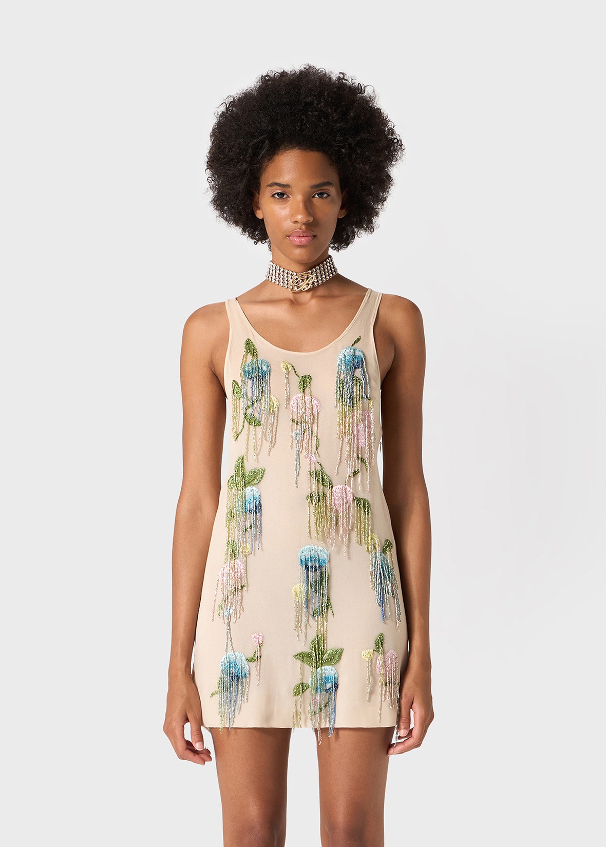 MINI DRESS IN EMBROIDERED GEORGETTE WITH BEADS - 3