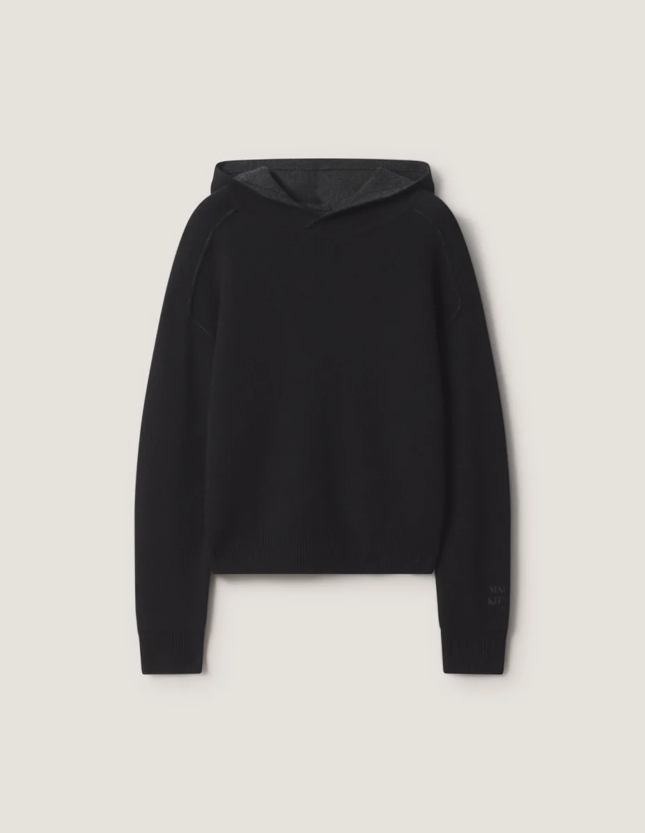 REVERSIBLE WOOL CASHMERE DOUBLE FACE HOODIE - 1
