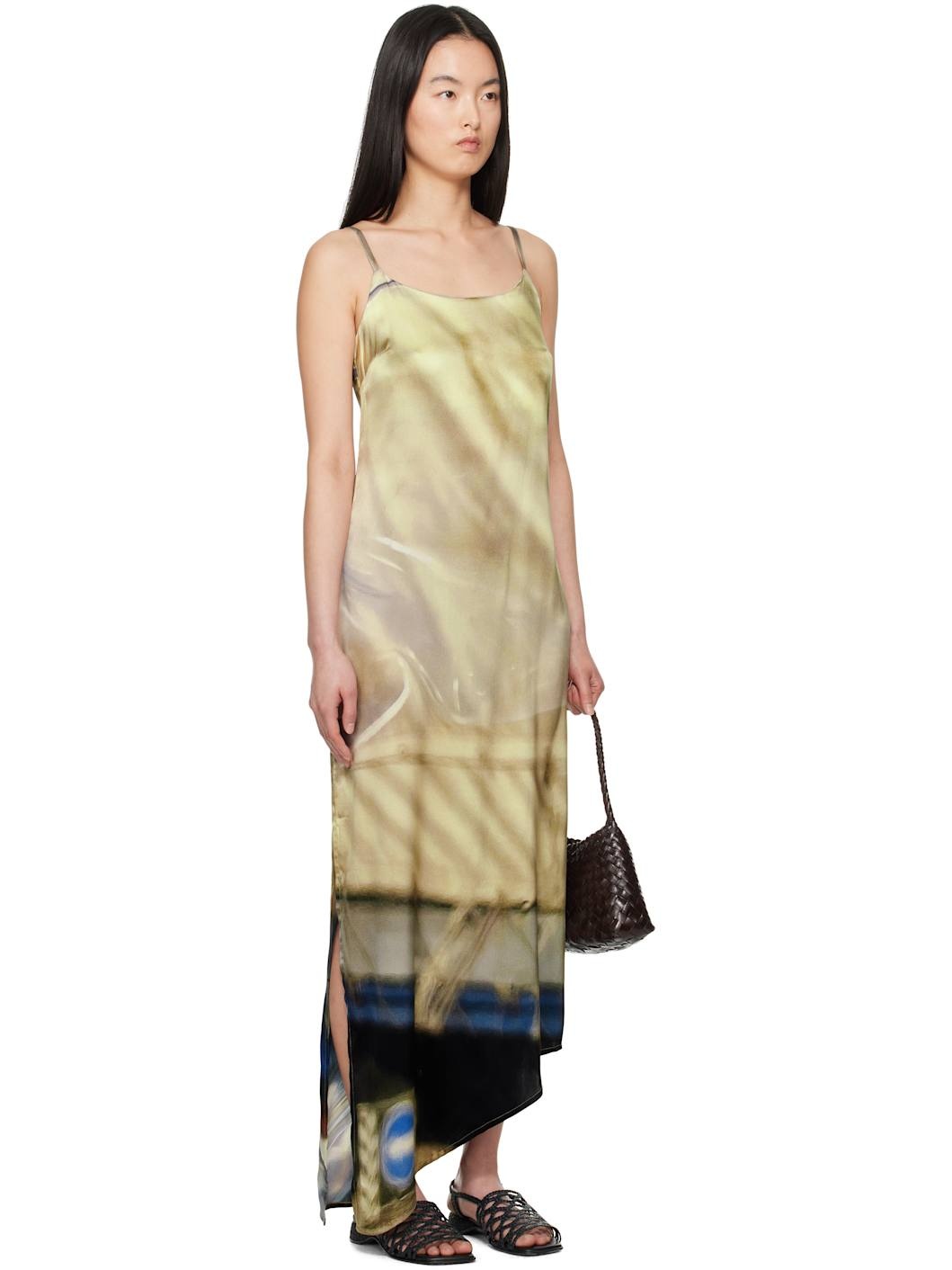 Multicolor Draped Tarp Silk Maxi Dress - 2