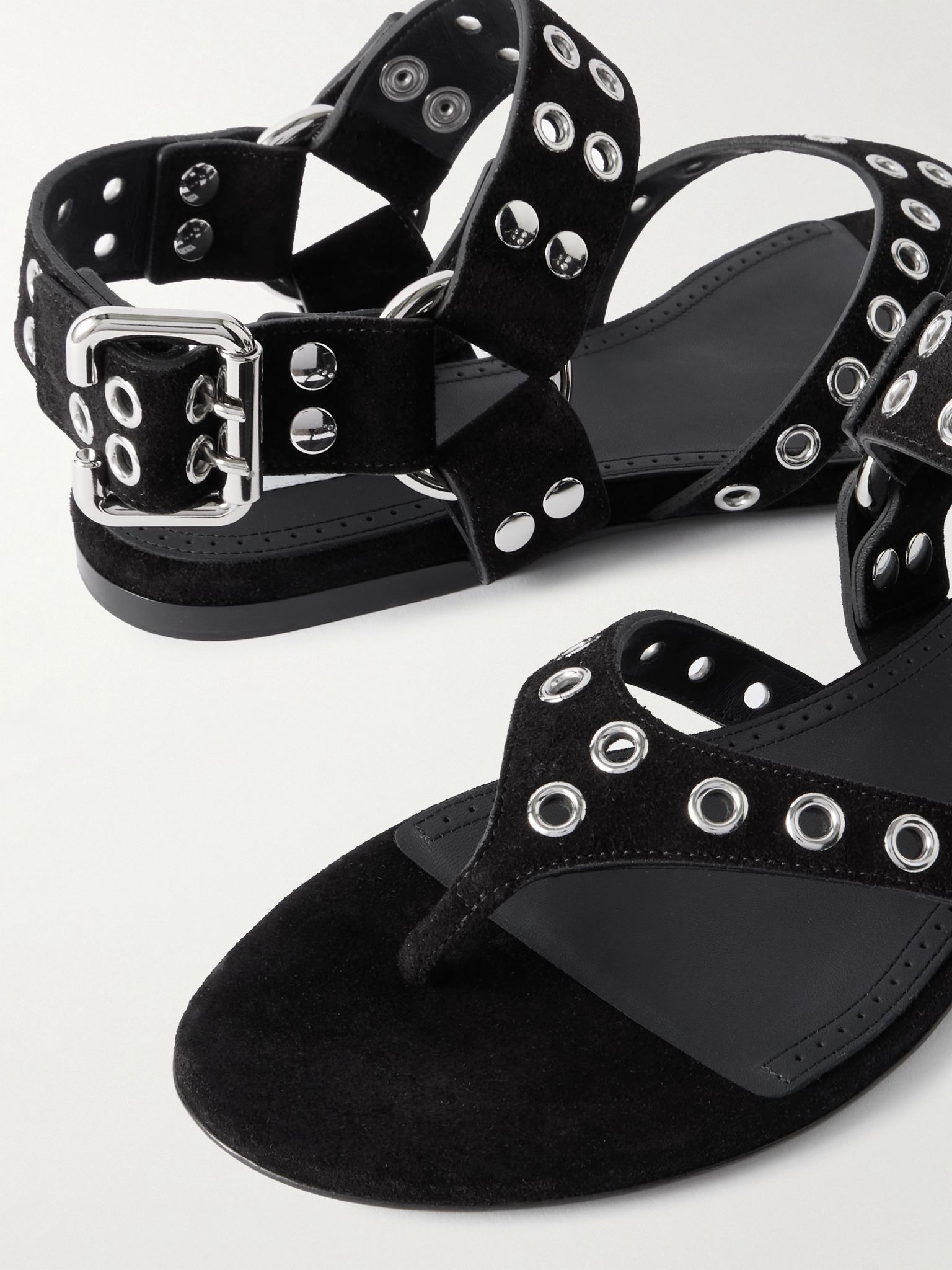 Embellished suede sandals Black - 4