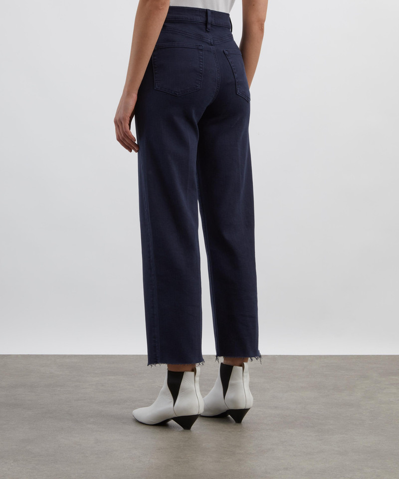 The Anchor High-Rise Wide Jeans in Navy Raw Fray 4