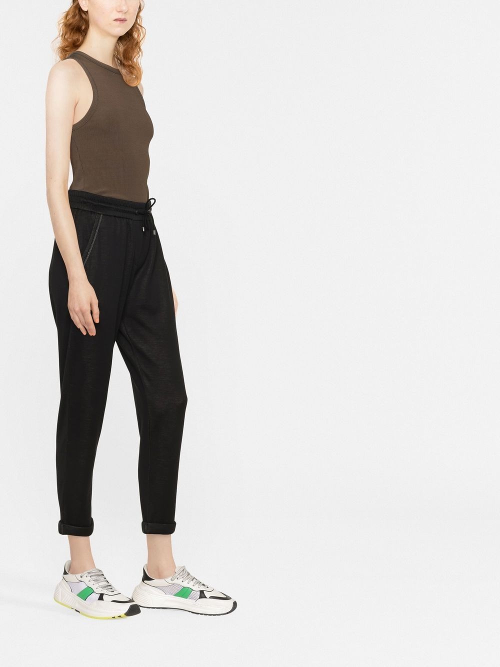 【関税込み】BRUNELLO CUCINELLI MONILE CROP PANTS BRUNELLO CUCINELLI Bead-embellished cropped cotton and linen