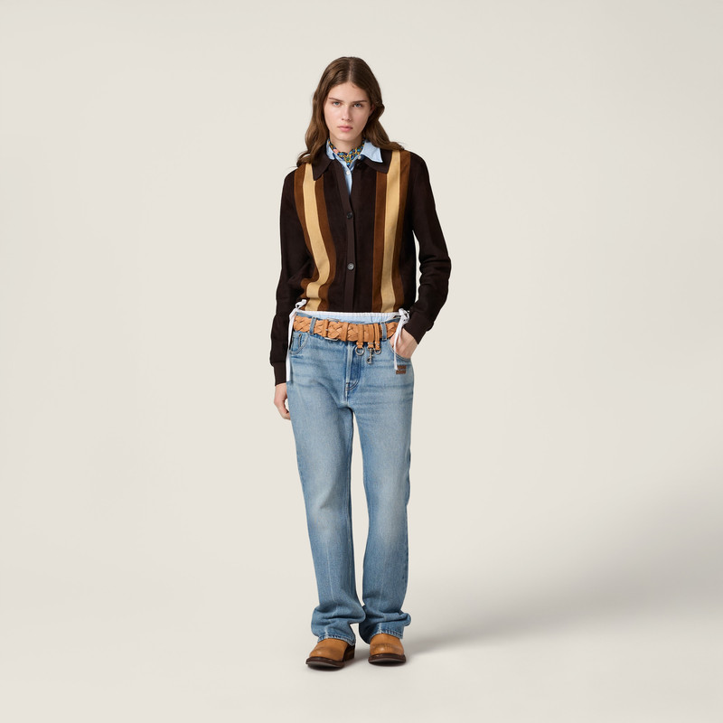 Miu Miu Five-pocket washed denim jeans outlook