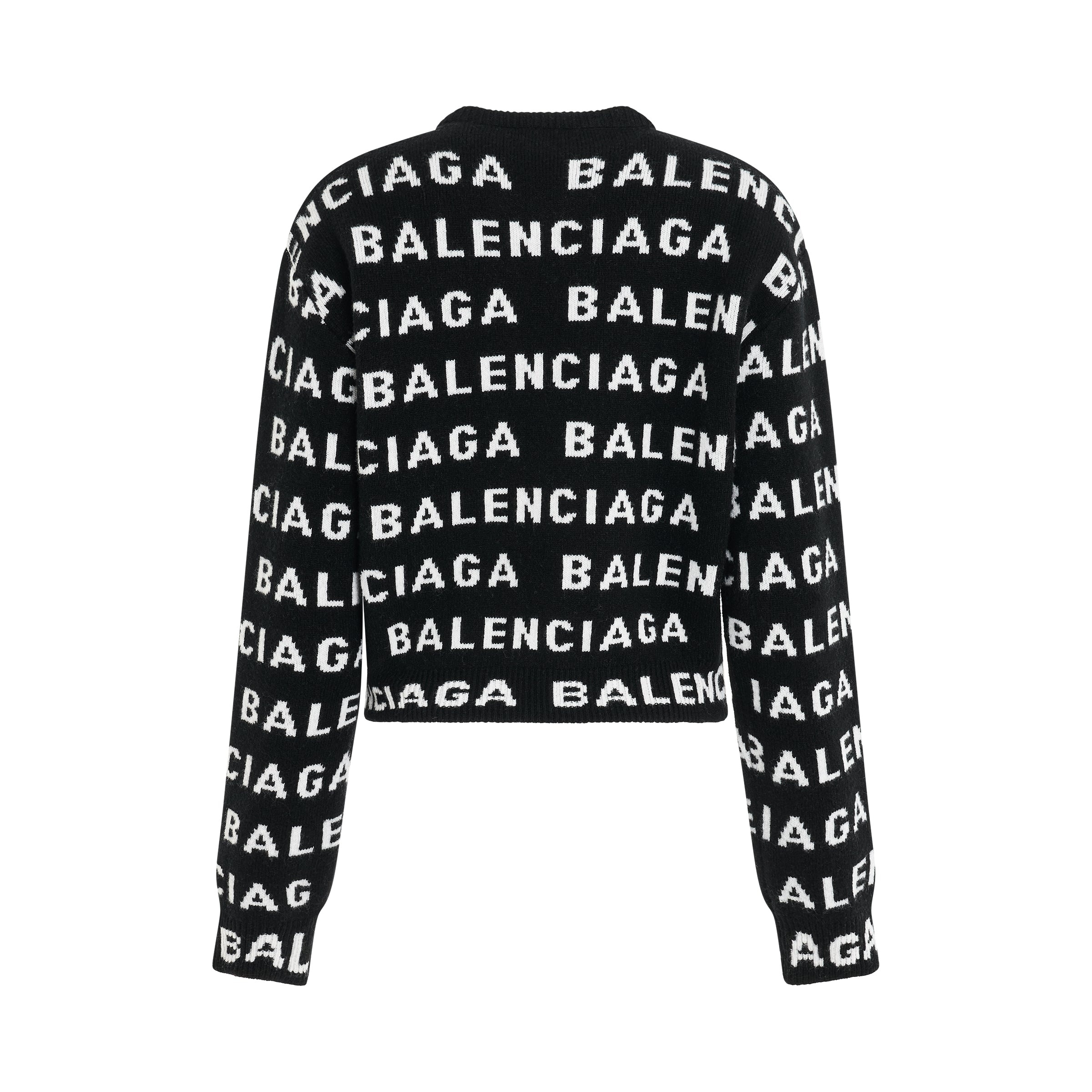 All-Over Logo Cropped Sweater in Black/White - 4