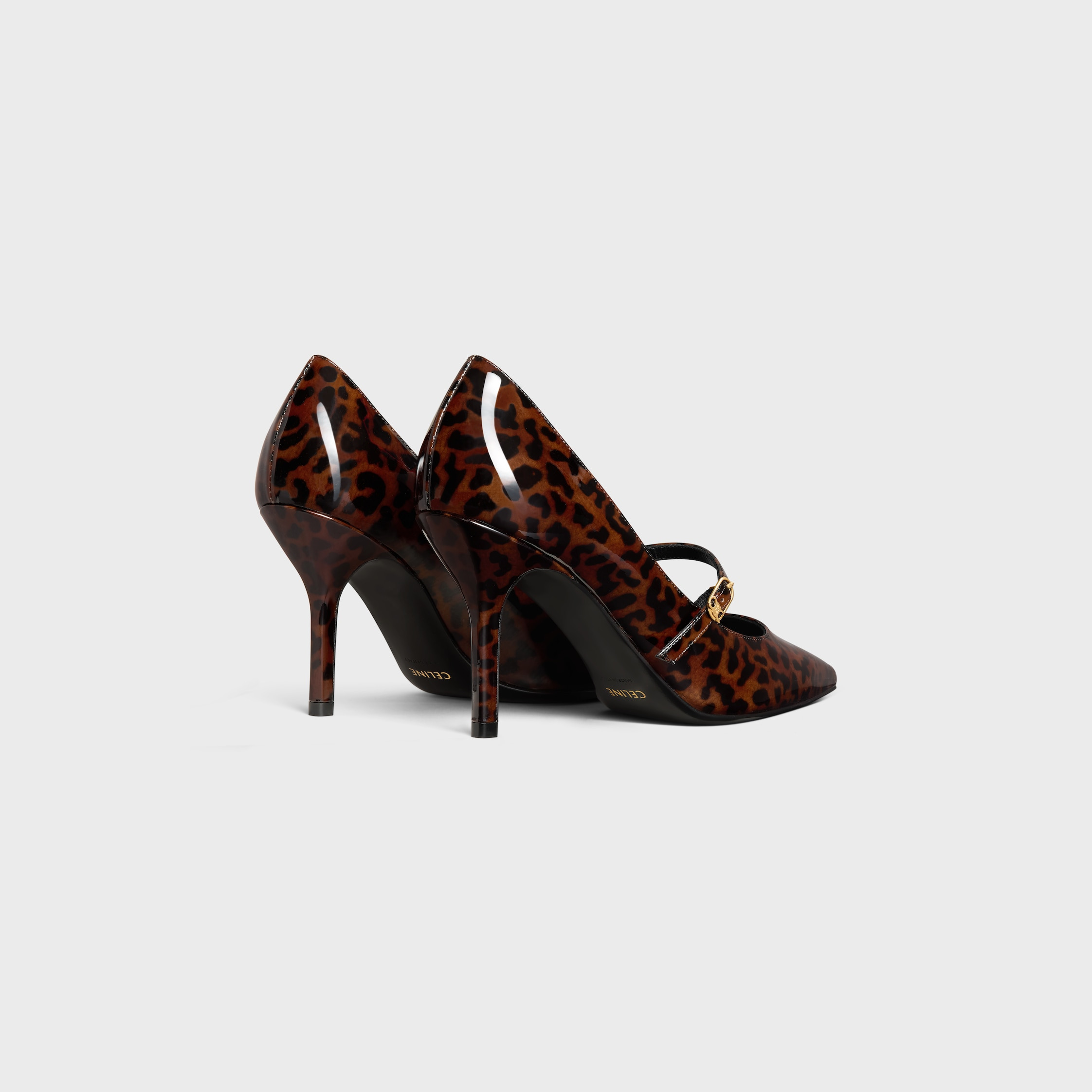 CELINE JUDY STRAPPY PUMP IN PRINTED LEOPARD PATENT CALFSKIN - 3