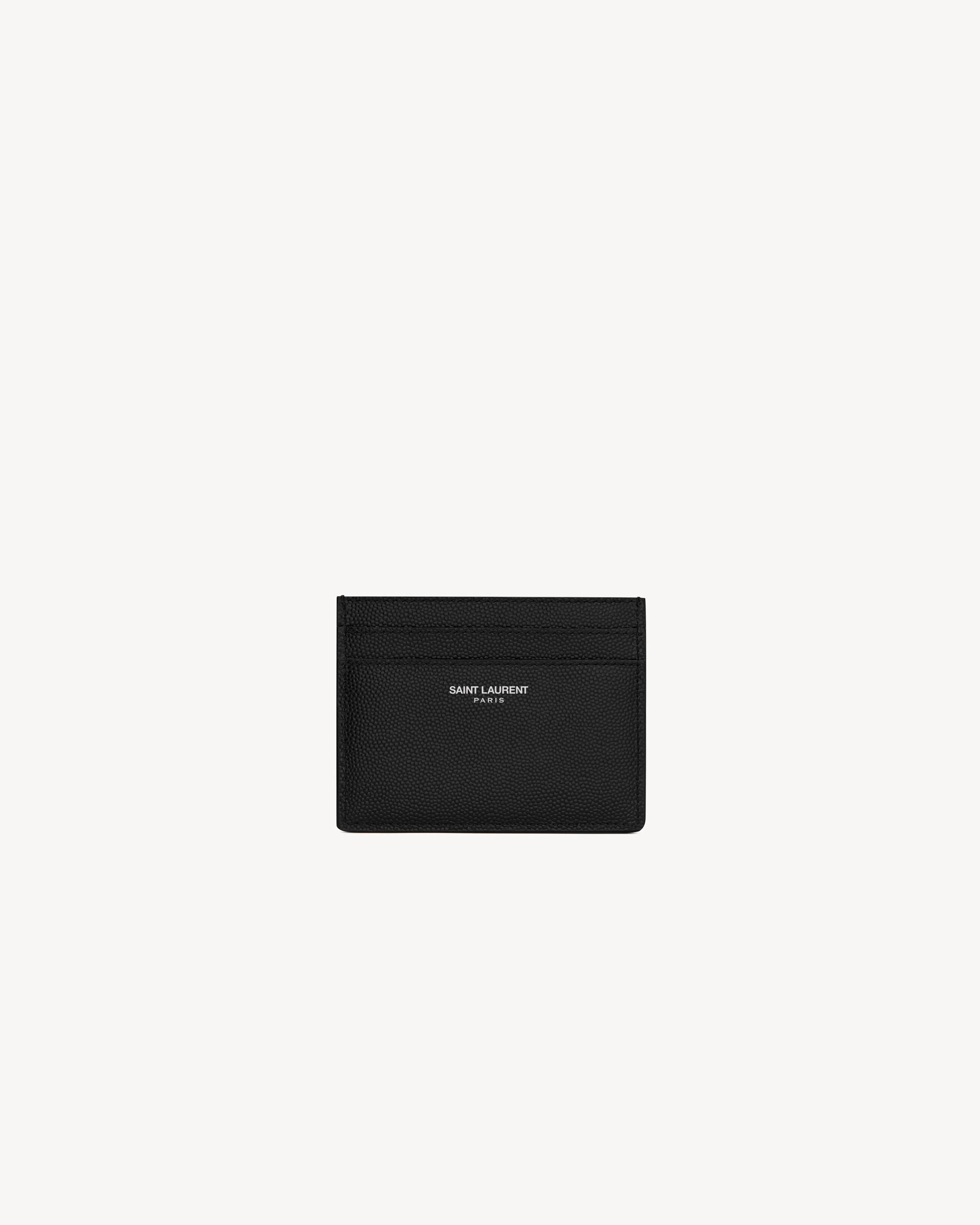 SAINT LAURENT PARIS CREDIT CARD CASE IN GRAIN DE POUDRE LEATHER - 1