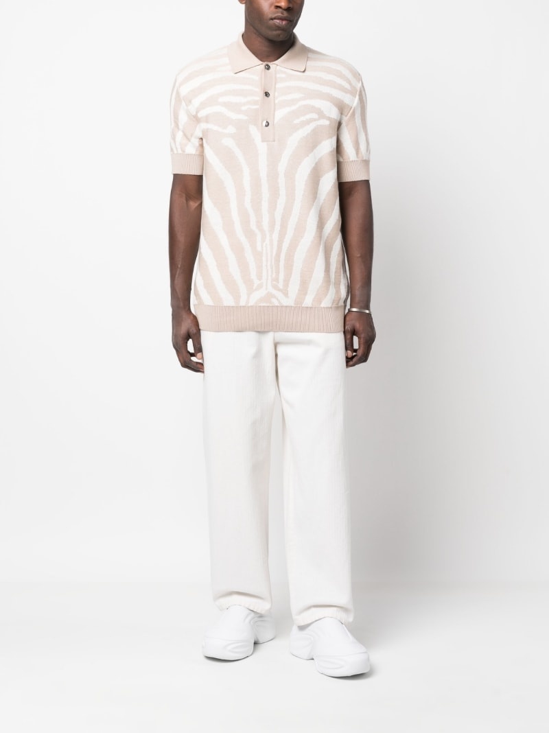 zebra-jacquard polo shirt - 2