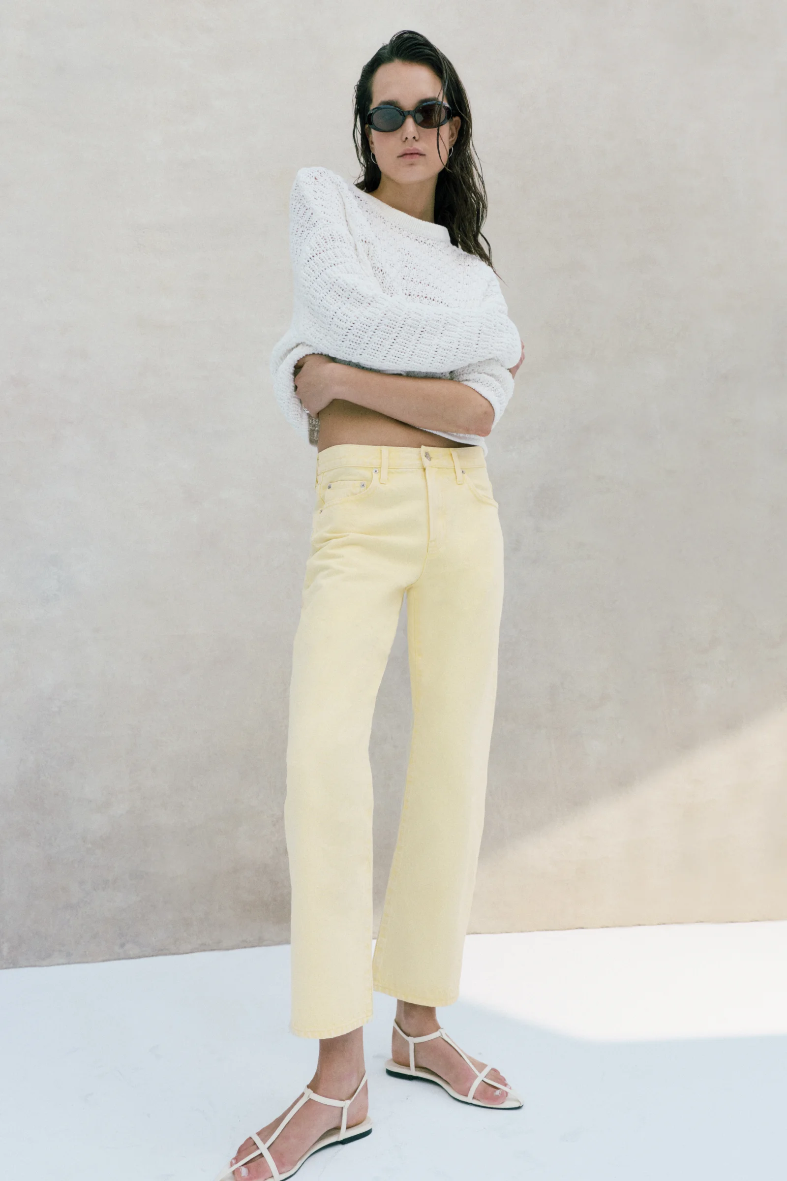 LEXI MID RISE BOWED STRAIGHT JEAN - DAY GLOW - 1
