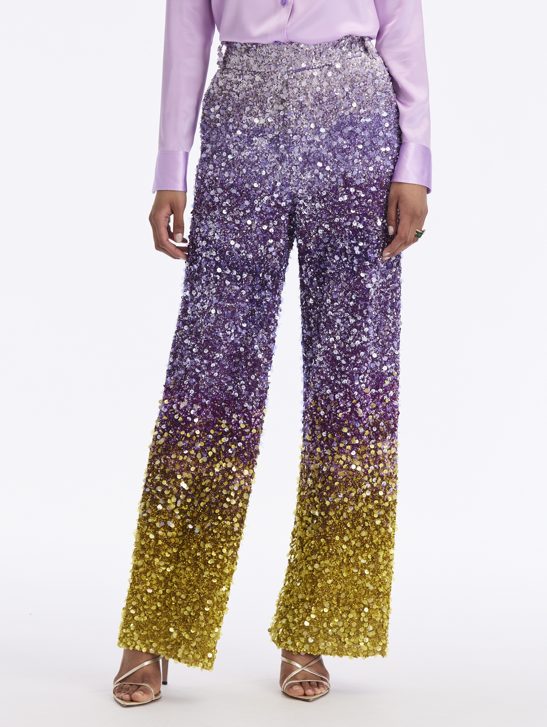 OMBRE SEQUIN EMBROIDERED PANT - 3