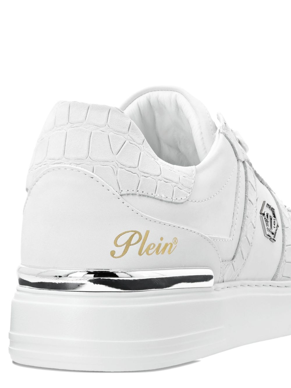 crocodile-effect leather trainers - 4