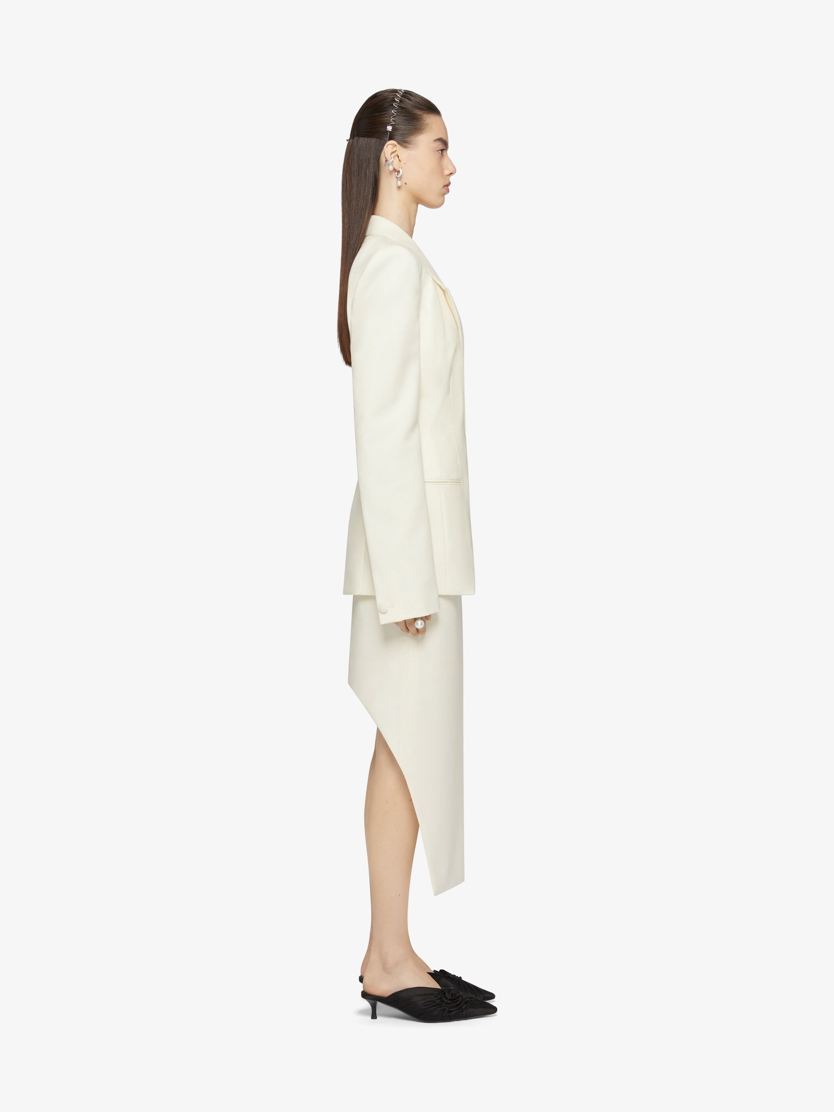ASYMMETRIC SKIRT IN WOOL AND MOHAIR - 3