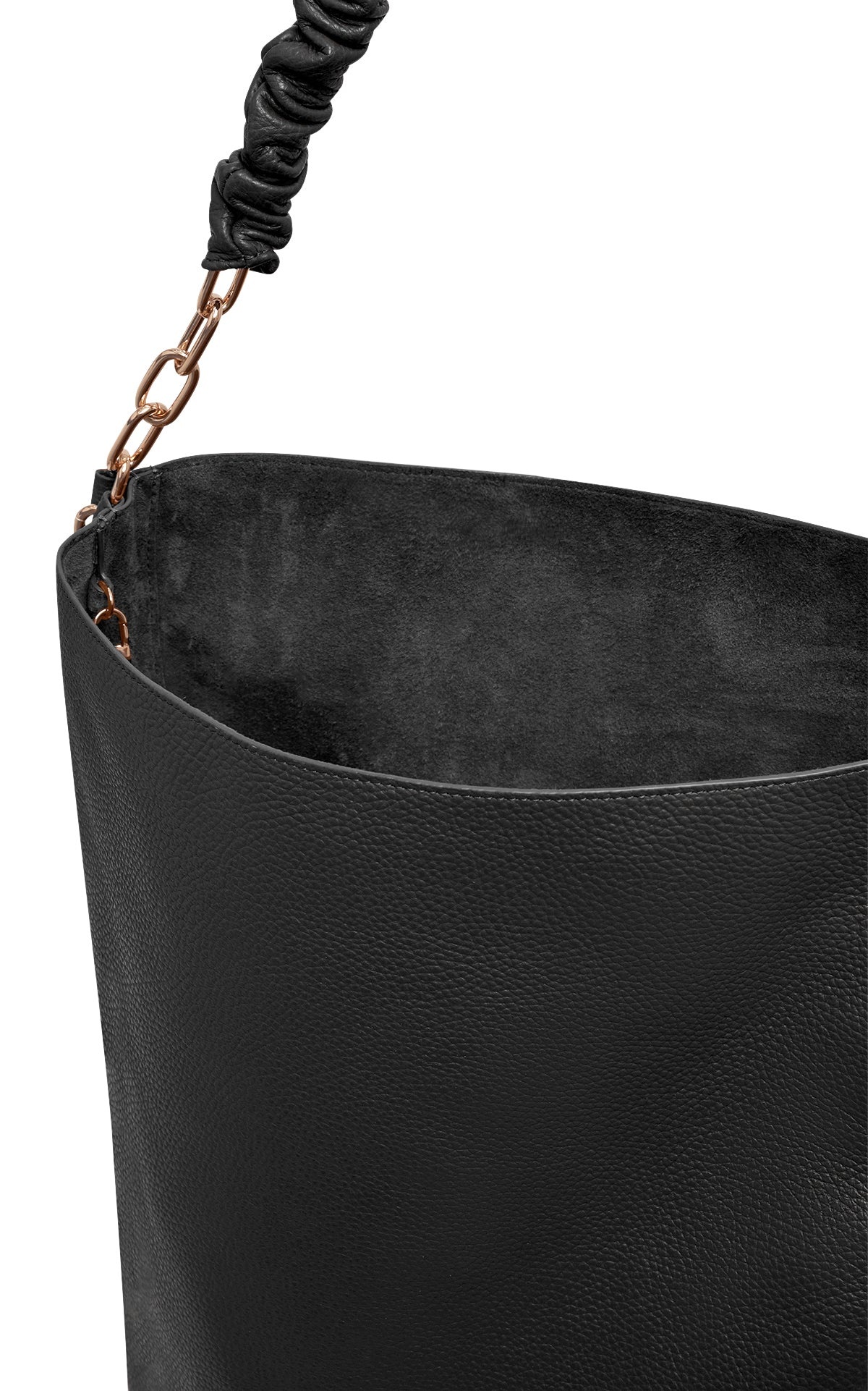 Chain Tote Bag in Black Textured Leather - 5