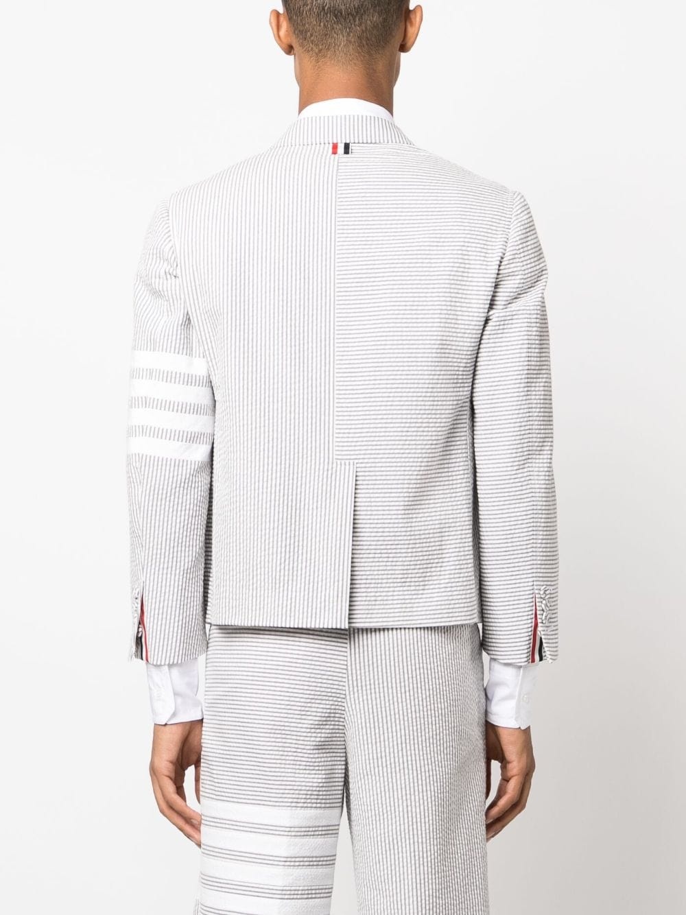 striped single-breasted blazer - 4