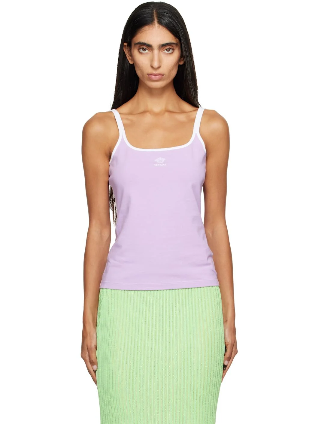 Purple Embroidered-Logo Stretch Cotton-Jersey Tank Top - 1