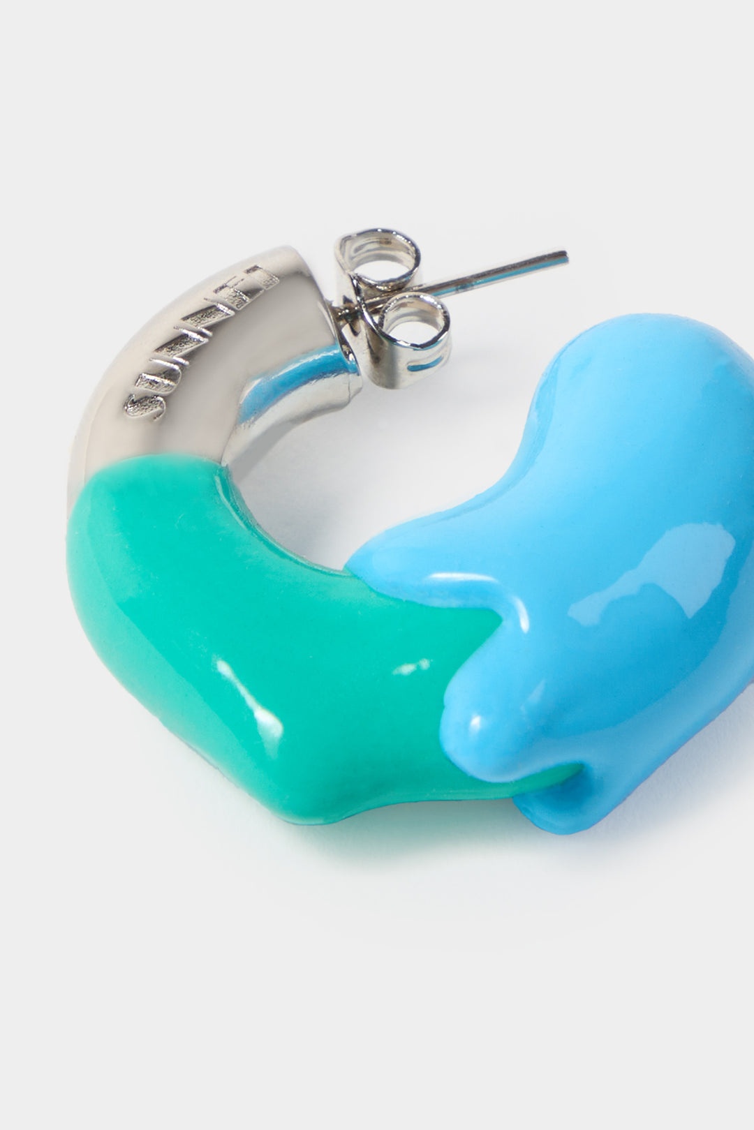 SMALL RUBBERIZED EARRINGS SILVER / green & azure - 3