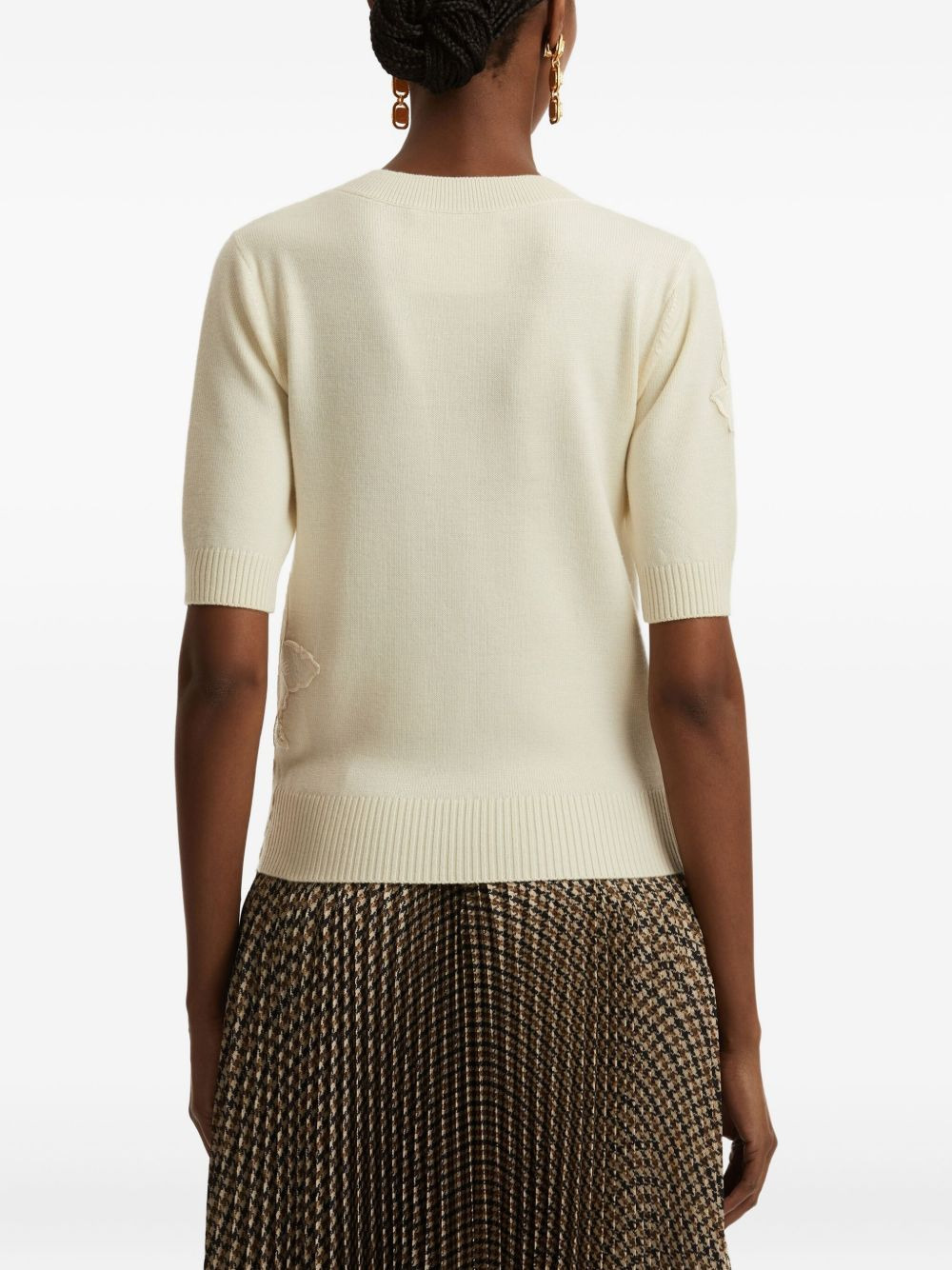 guipure-insert short-sleeve top - 4