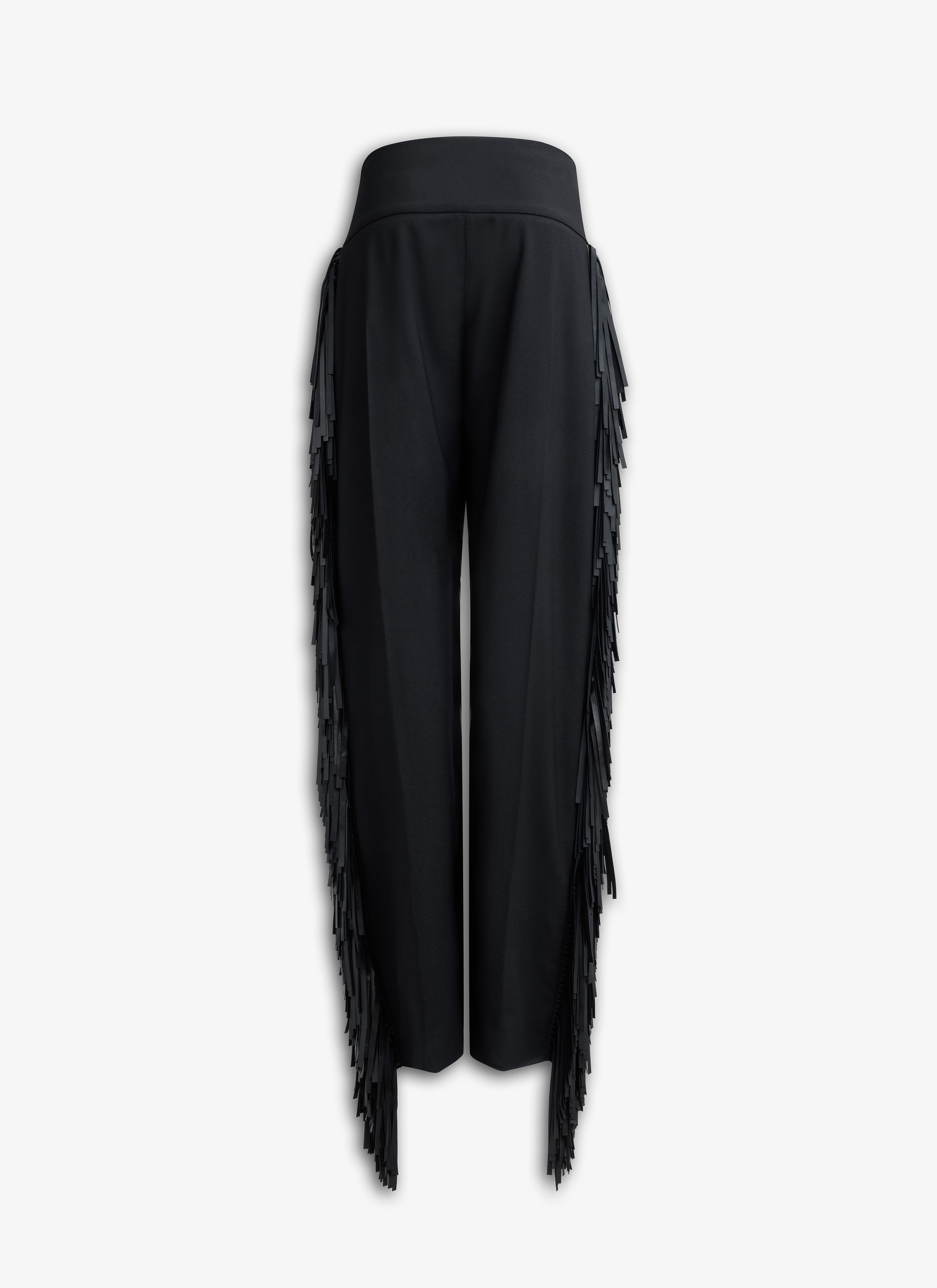 FRINGED WOOL GABARDINE PANTS - 4