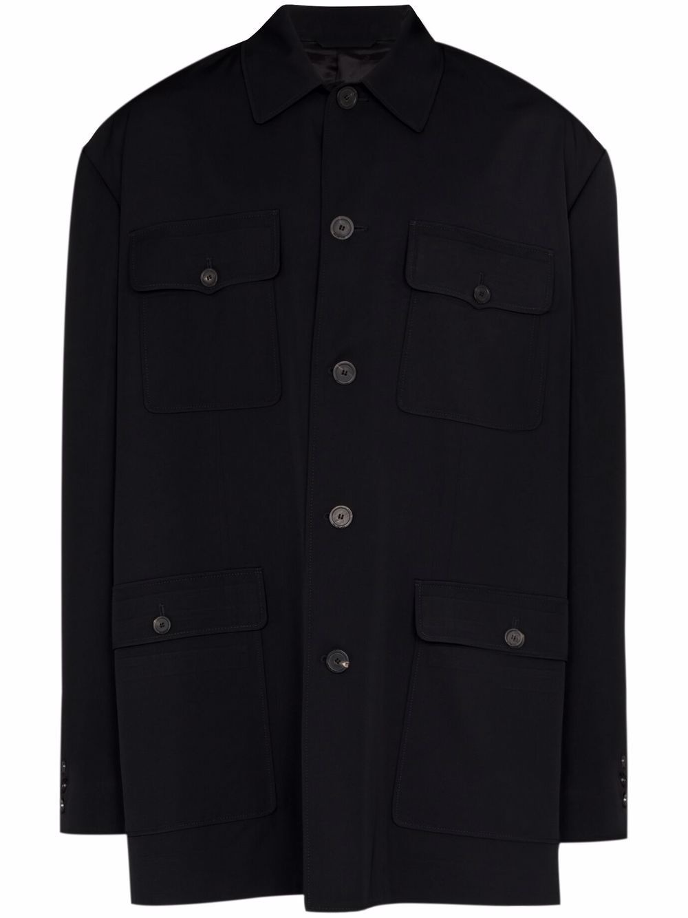 flap-pocket long-sleeve shirt jacket - 1