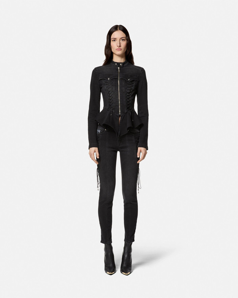 VERSACE JEANS COUTURE Lace-Up Denim Jacket outlook