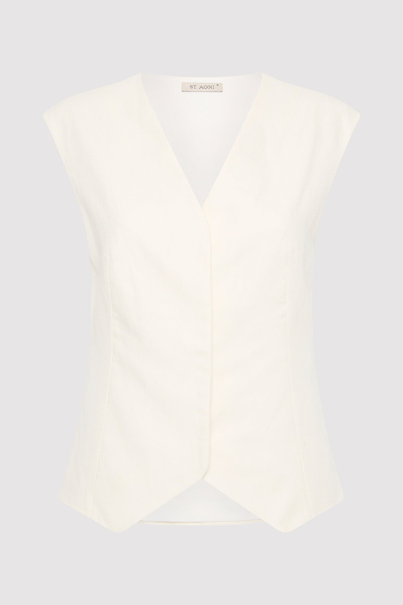 Minimal Tailored Vest - Ivory 1