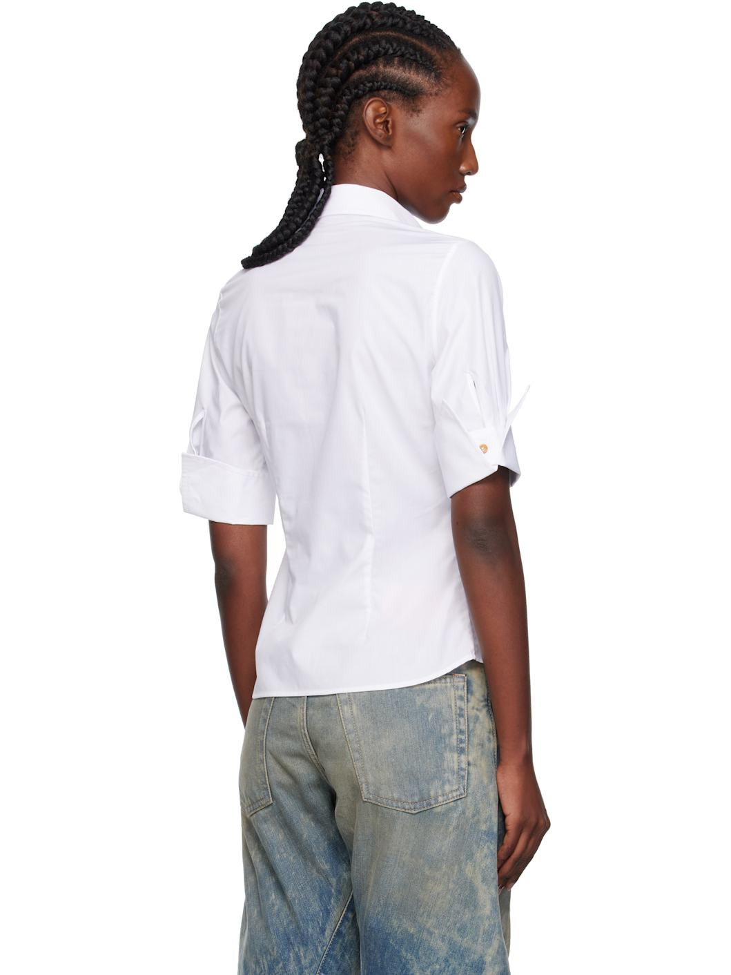White Short Sleeve Violin Shirt - 3