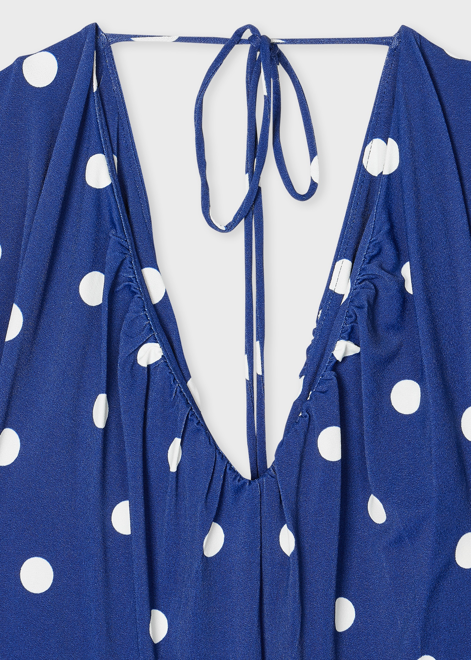 Women's Dark Blue Viscose-Blend Polka Dot Midi Dress - 2