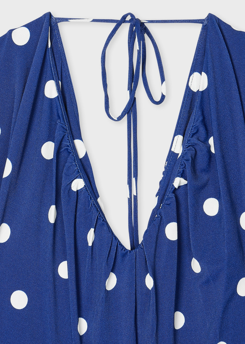 Paul Smith Women's Dark Blue Viscose-Blend Polka Dot Midi Dress outlook