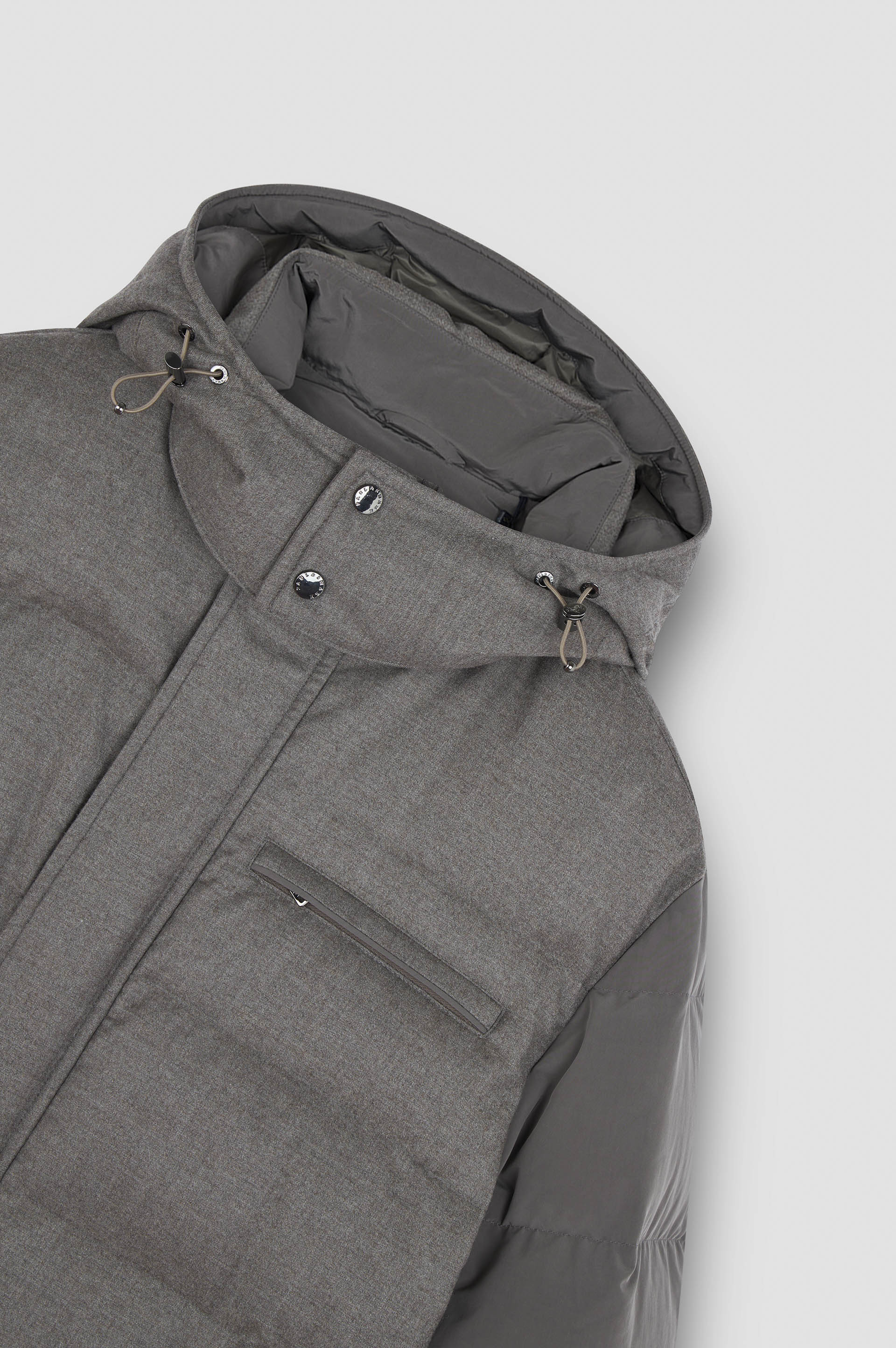 WOOL AND SILK PUFFER JACKET WITH CONTRAST INSERTS - 5