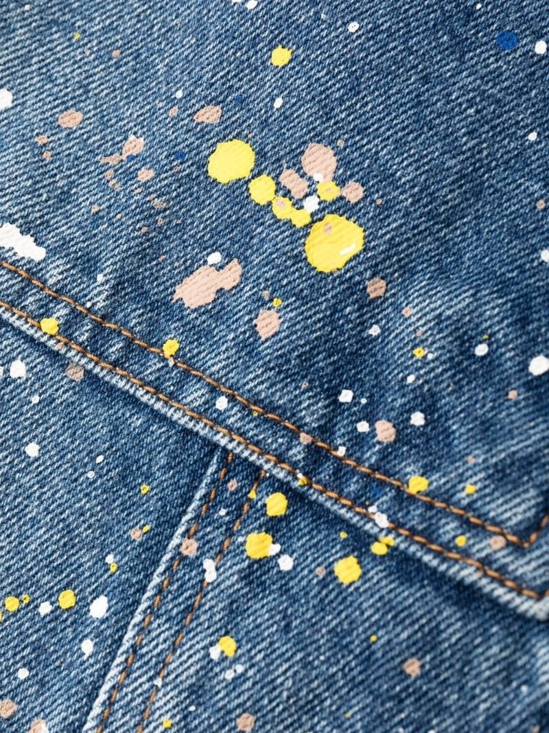 paint-splattered wide-leg jeans - 7