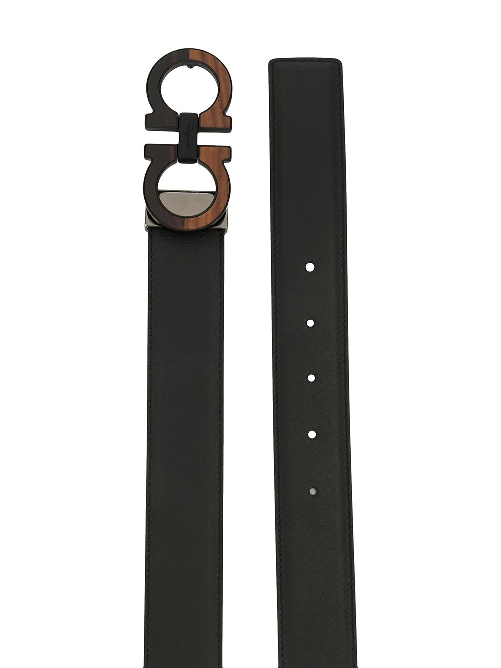 wood-effect leather belt - 2