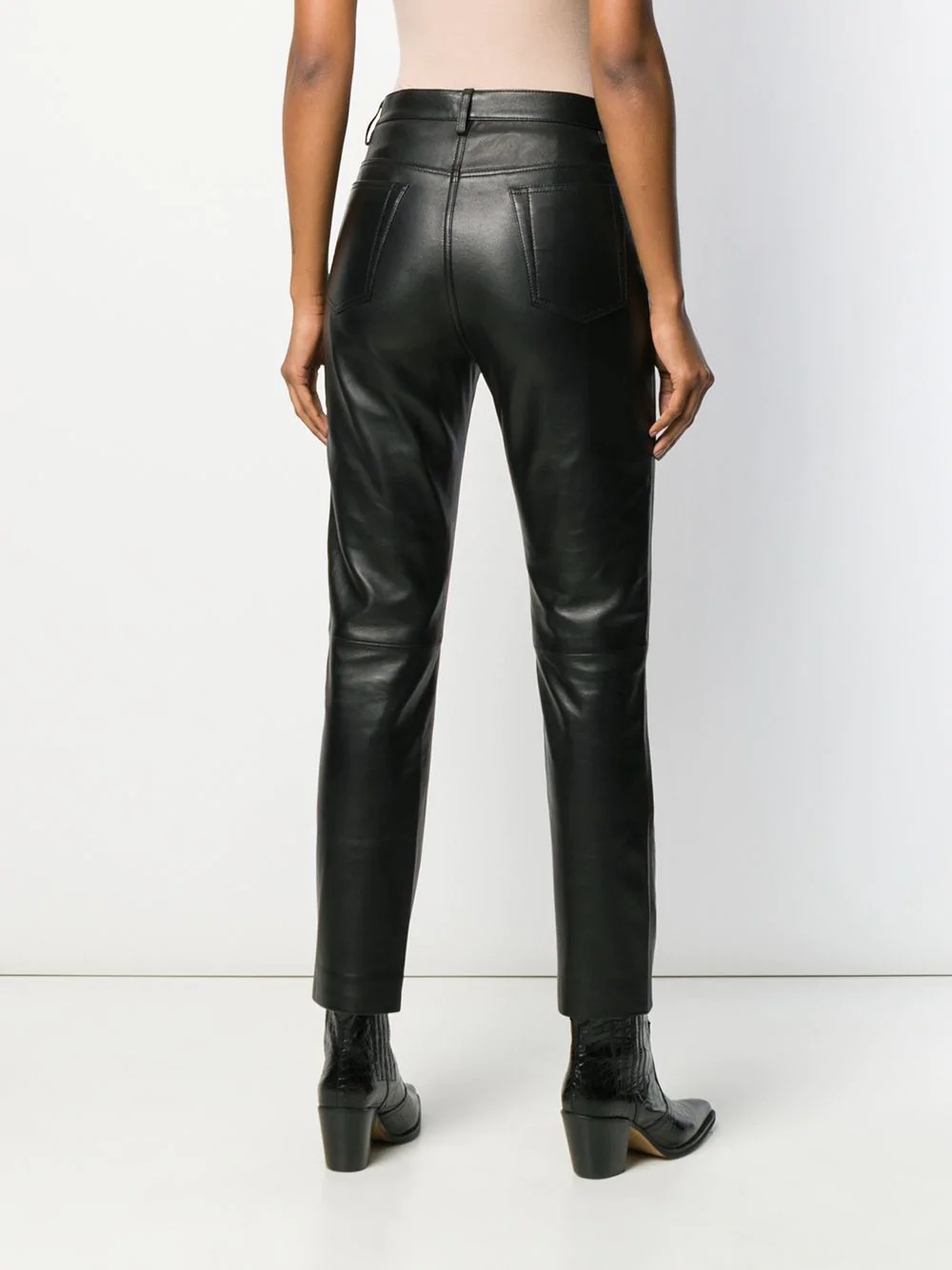 slim-fit leather trousers - 4